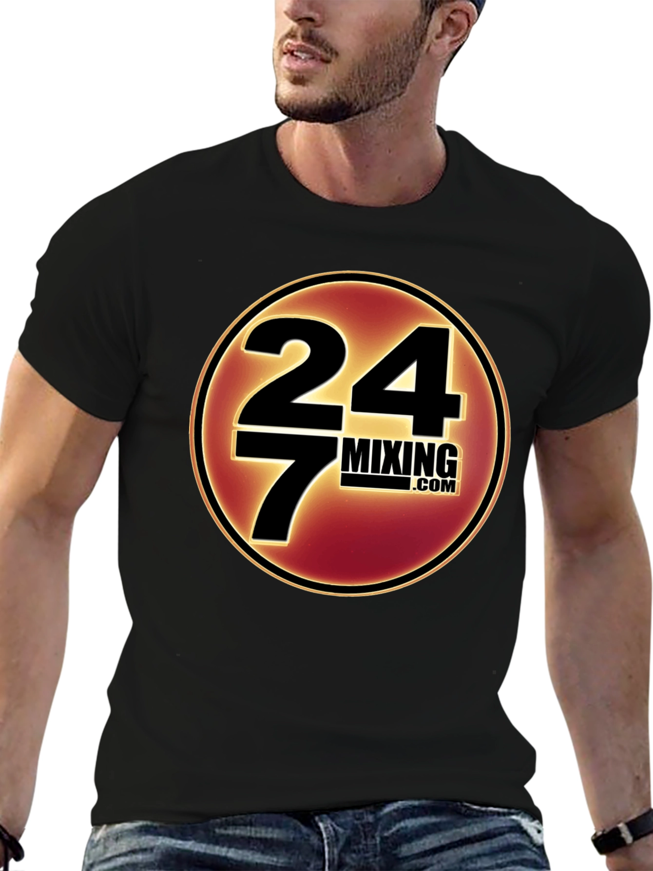24/7 Mixing.com T-Shirt Black Cotton Casual Wear