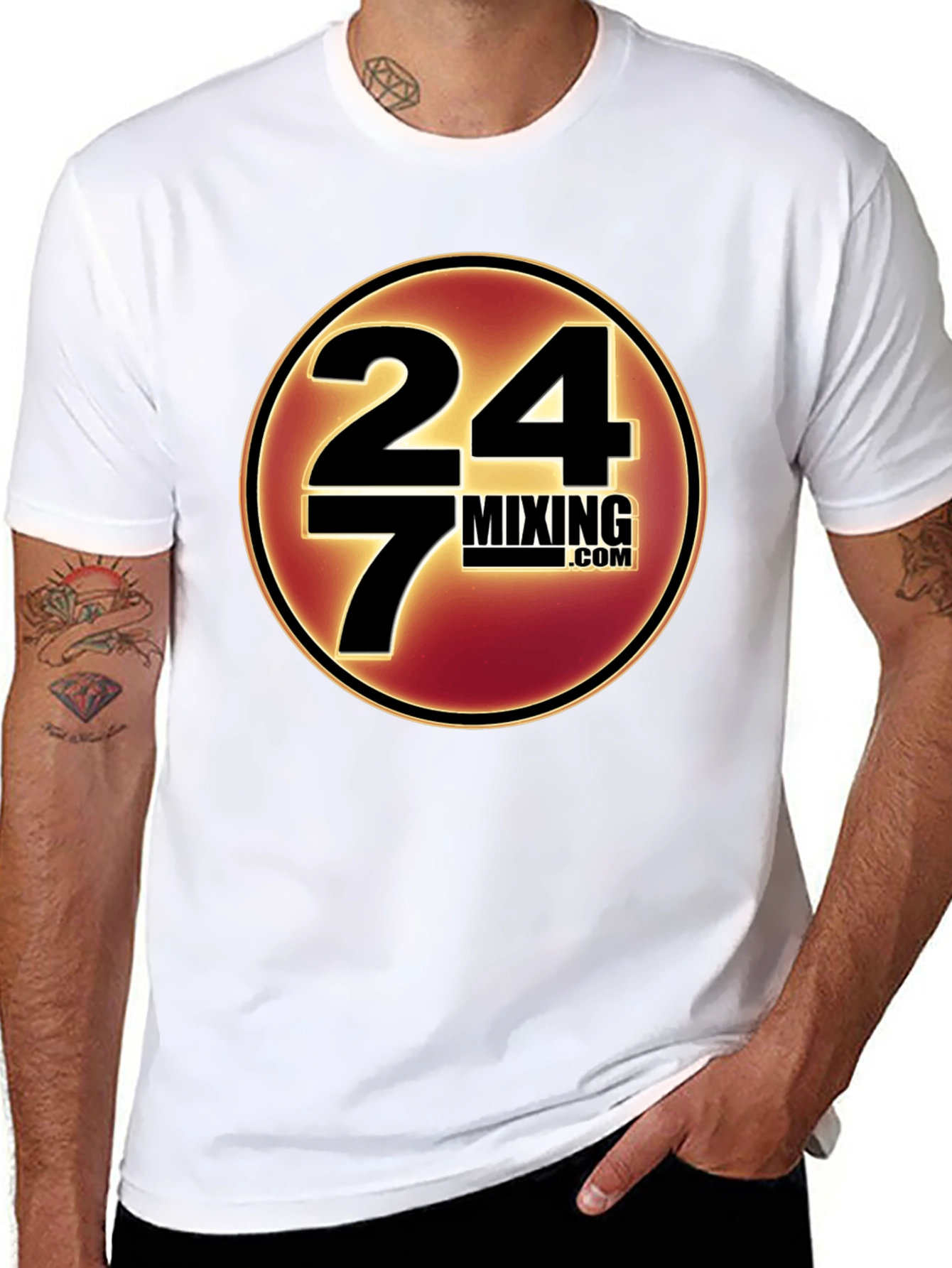24/7 Mixing.com T-Shirt Black Cotton Casual Wear