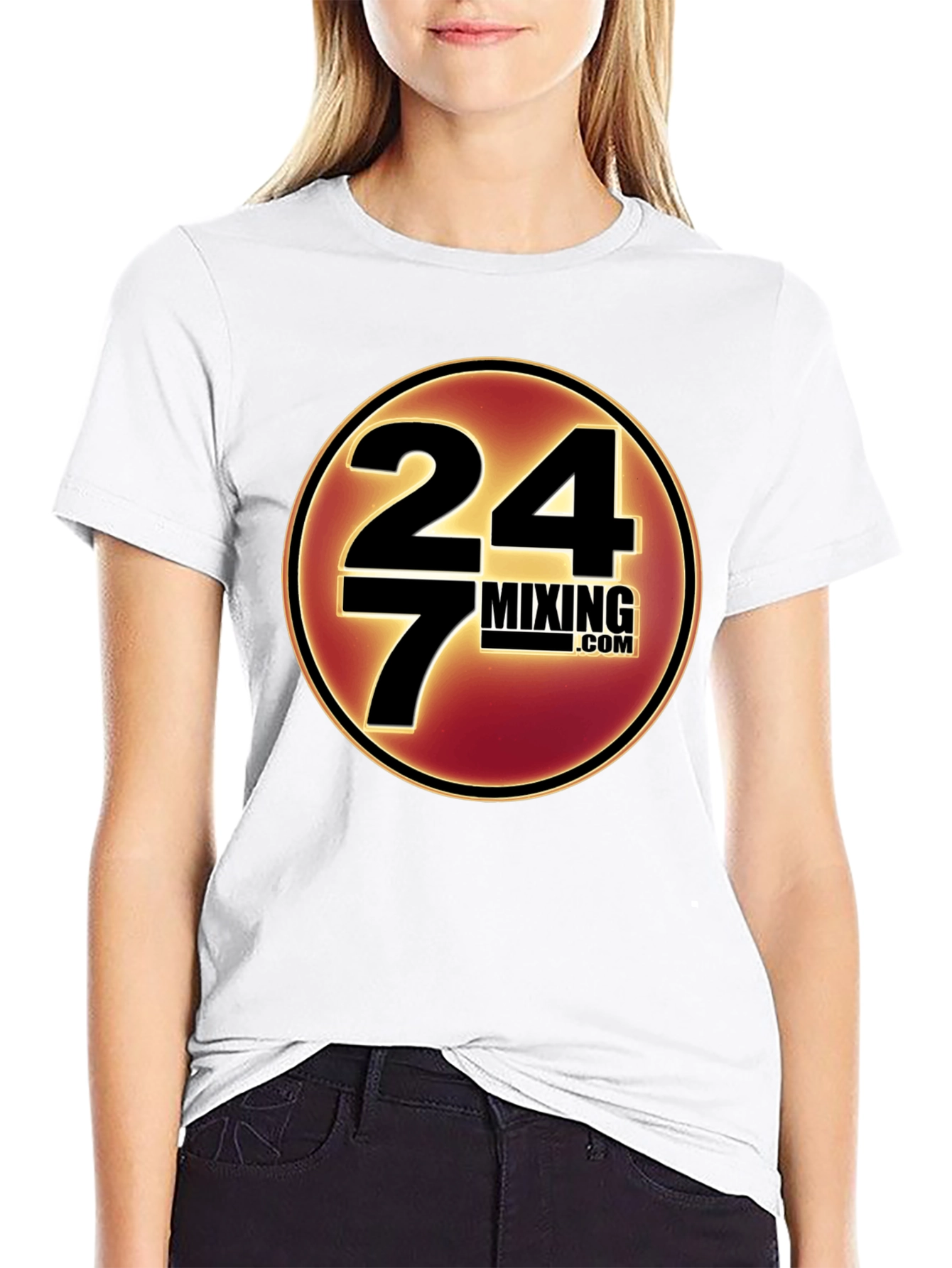 24/7 Mixing.com T-Shirt Black Cotton Casual Wear
