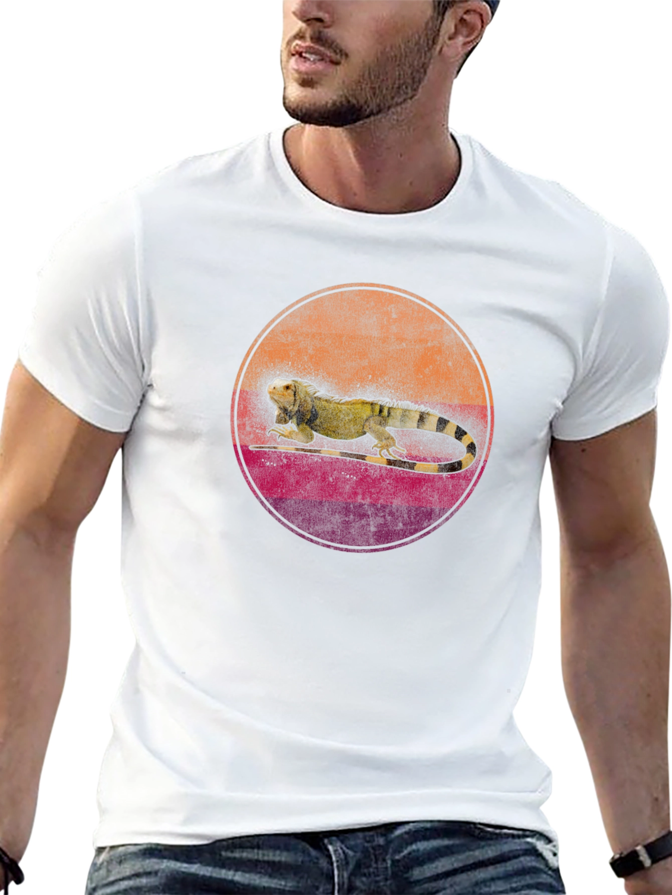 Retro Iguana Graphic Tee - Cool Reptile Design