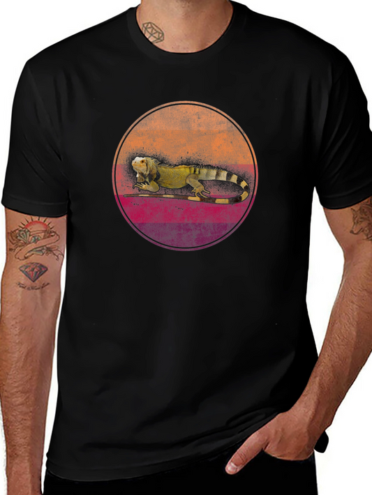 Retro Iguana Graphic Tee - Cool Reptile Design