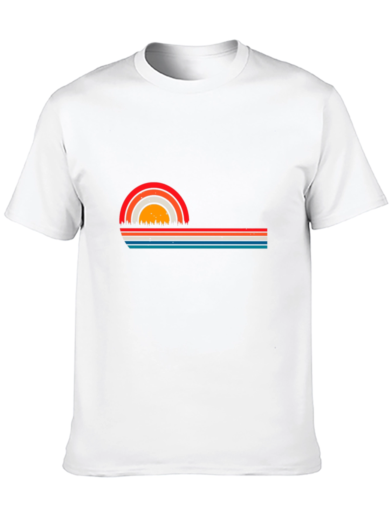 Retro Sunset Striped Graphic Tee - Black T-Shirt