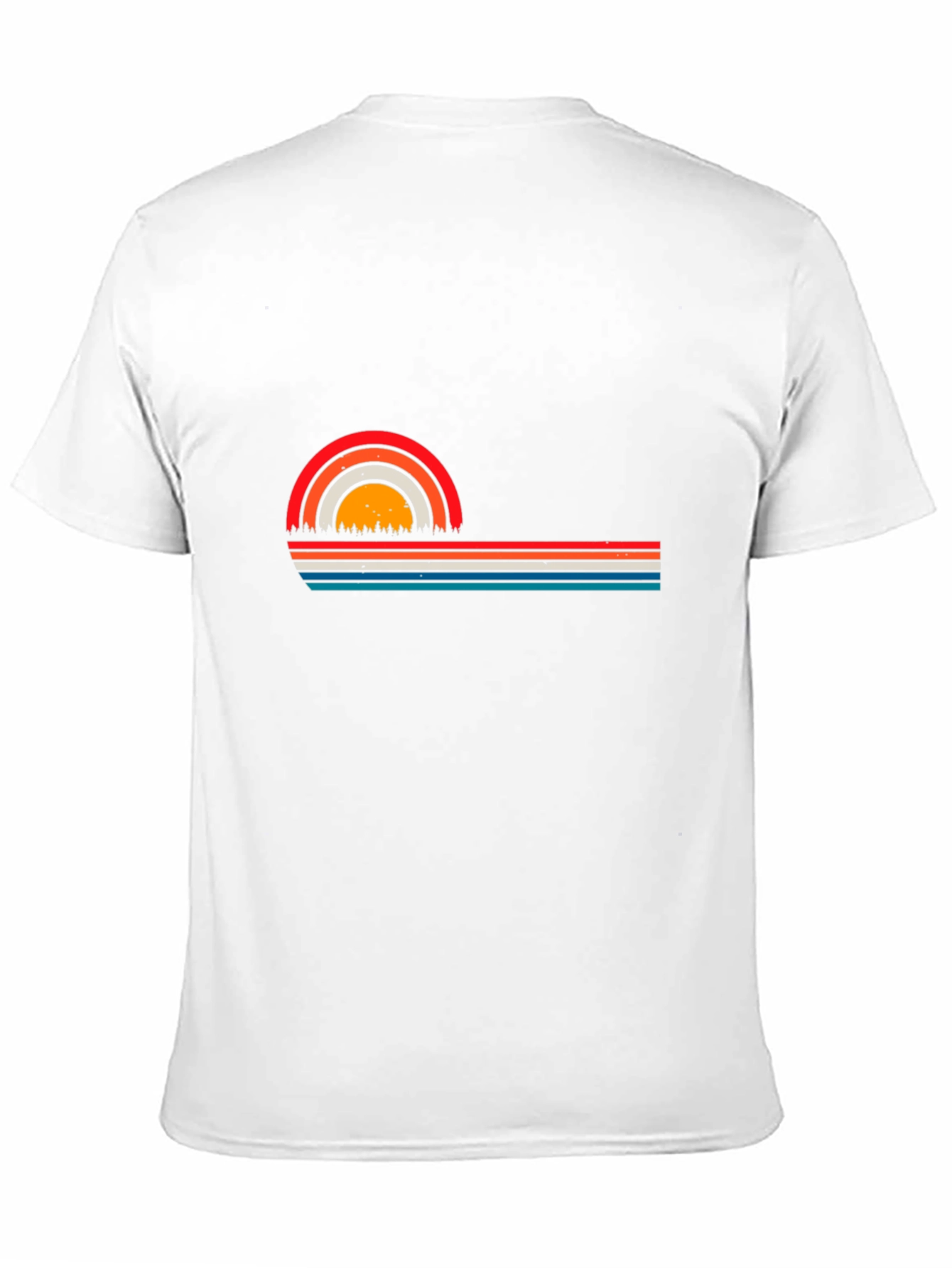 Retro Sunset Striped Graphic Tee - Black T-Shirt