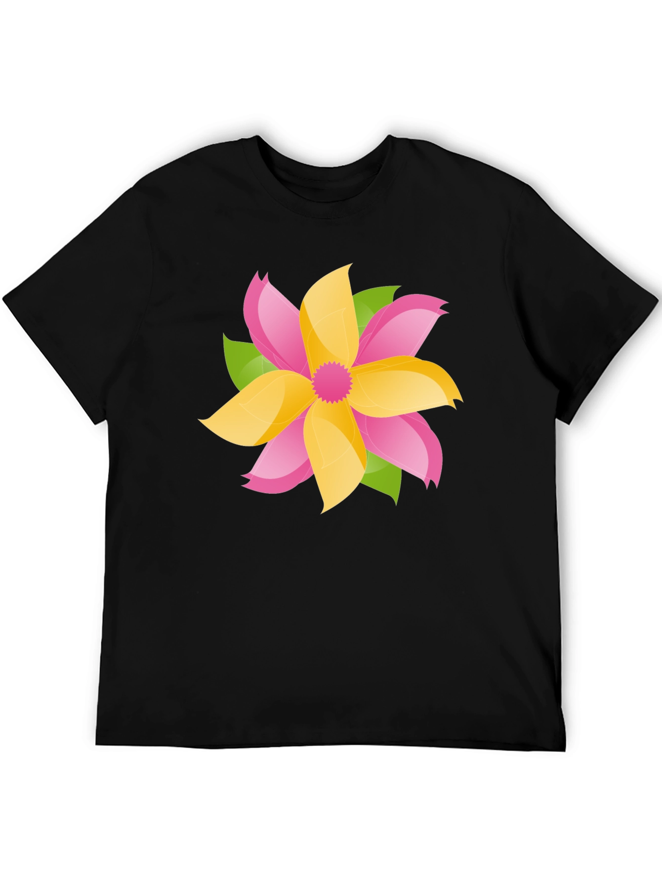Floral Graphic Tee - Bold Black Cotton T-Shirt