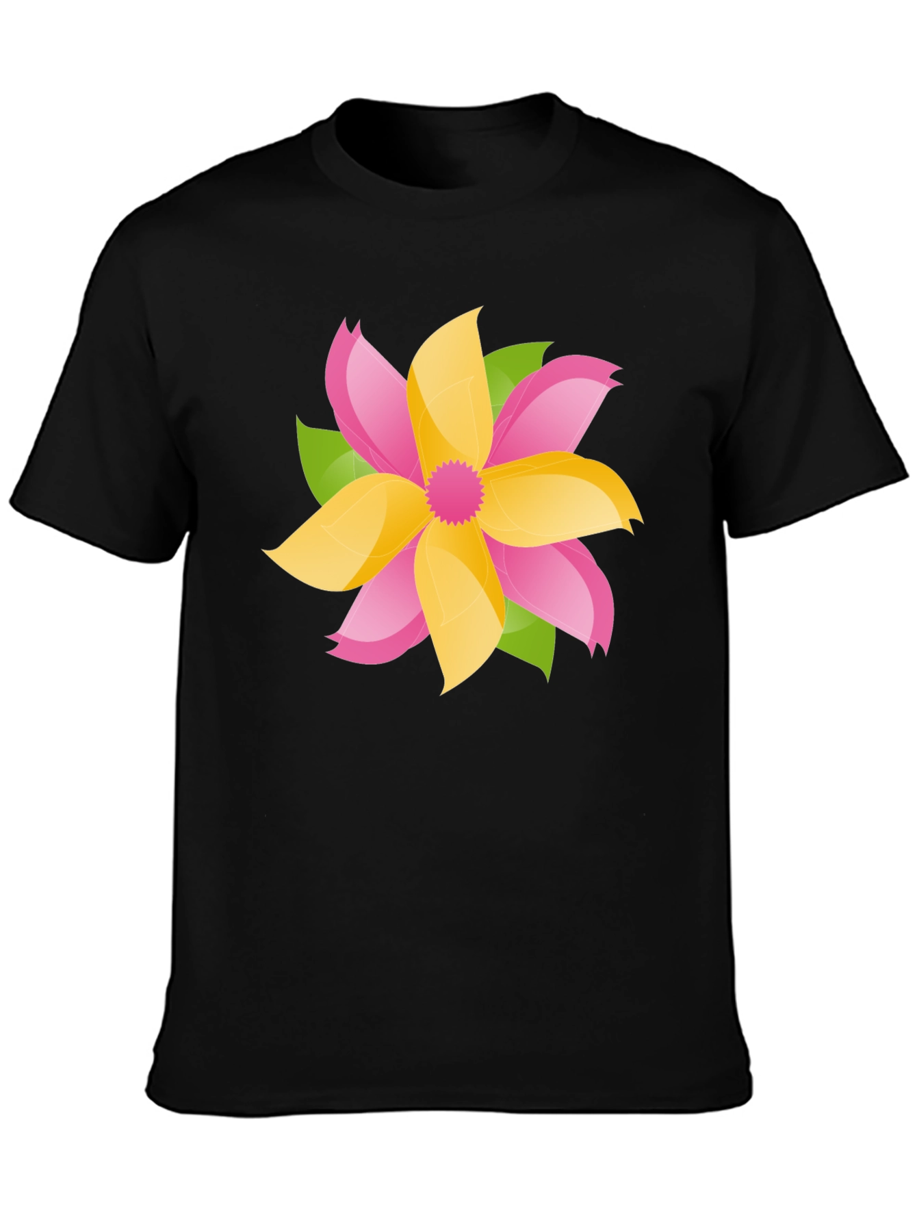 Floral Graphic Tee - Bold Black Cotton T-Shirt