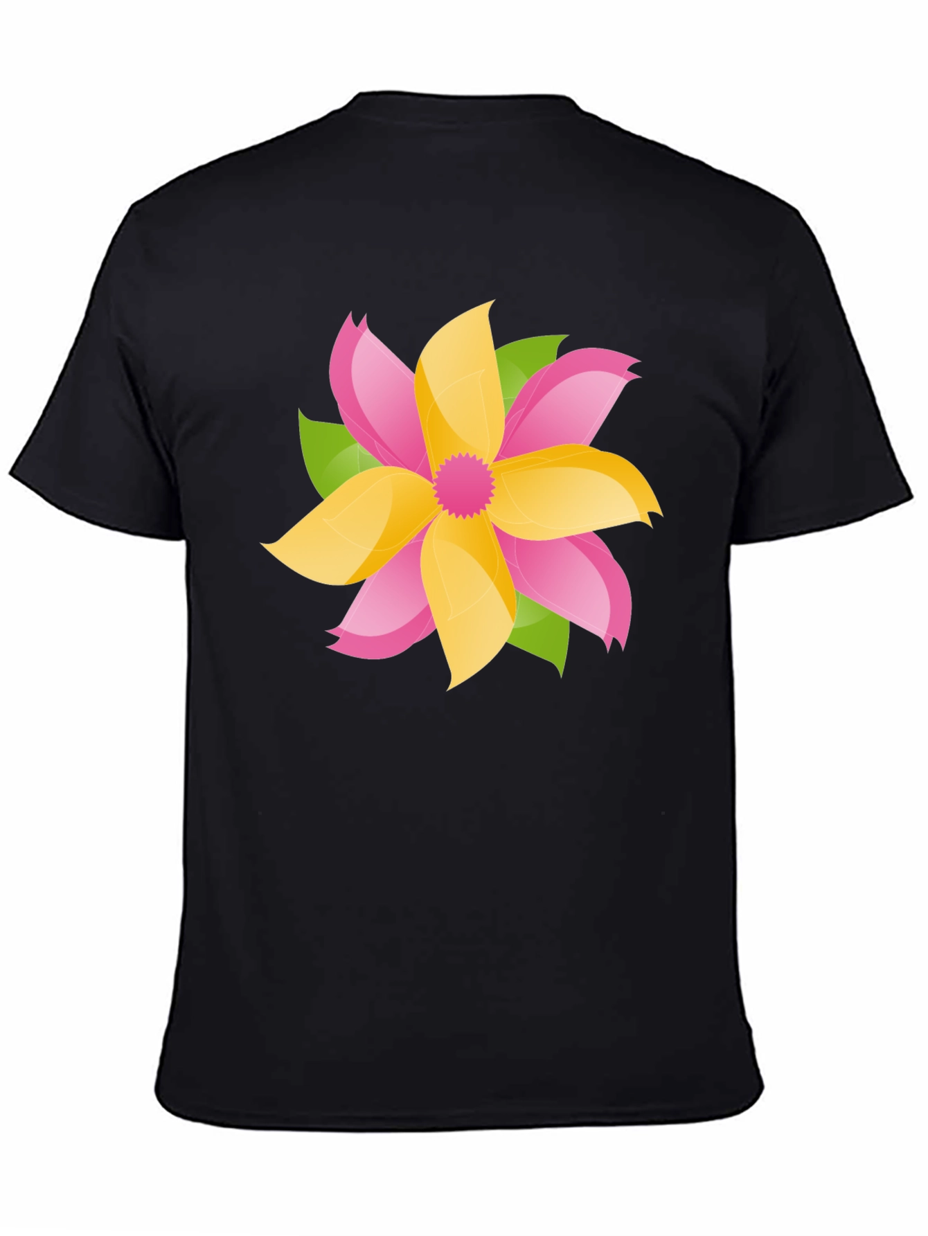 Floral Graphic Tee - Bold Black Cotton T-Shirt