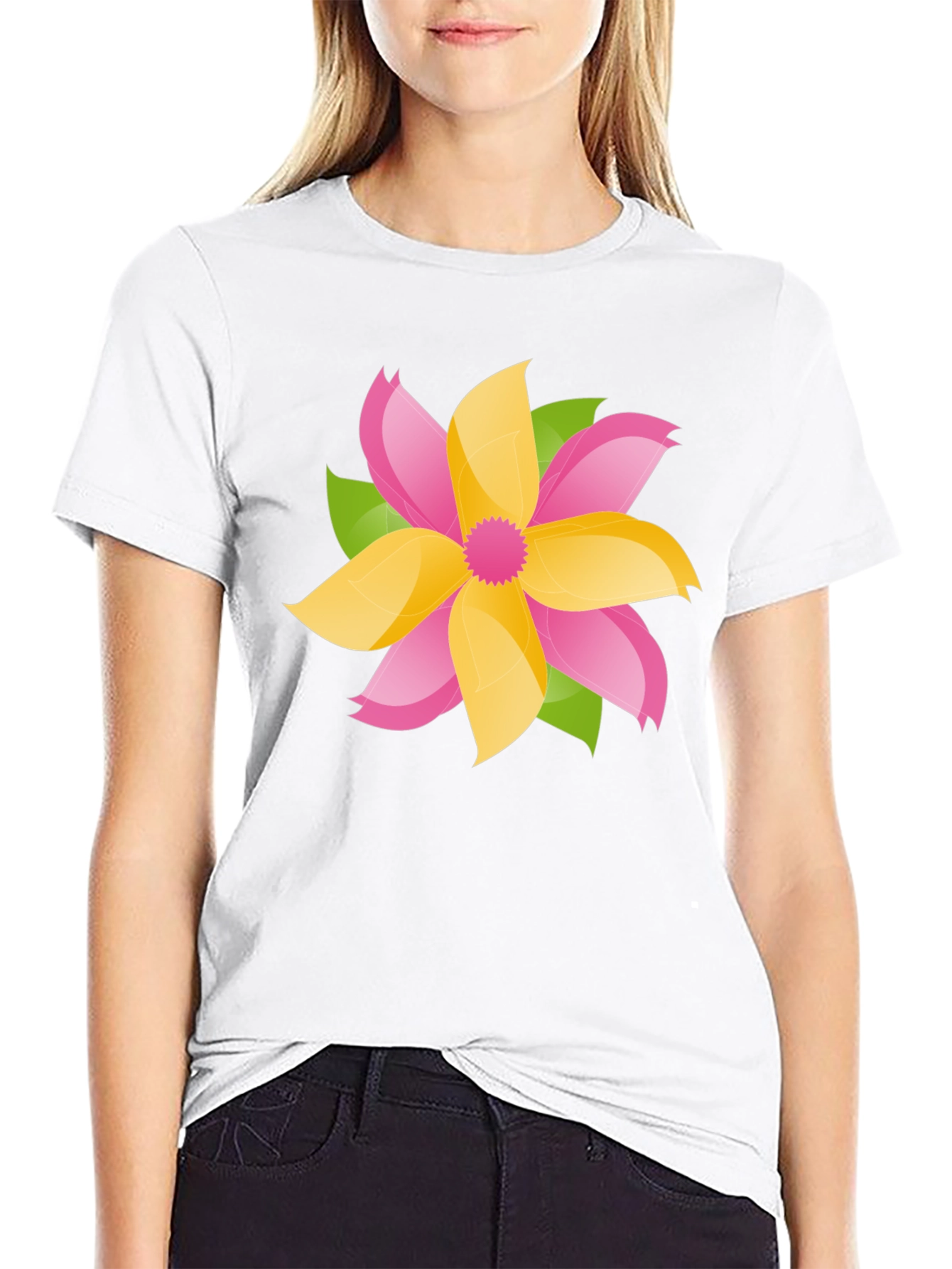Floral Graphic Tee - Bold Black Cotton T-Shirt
