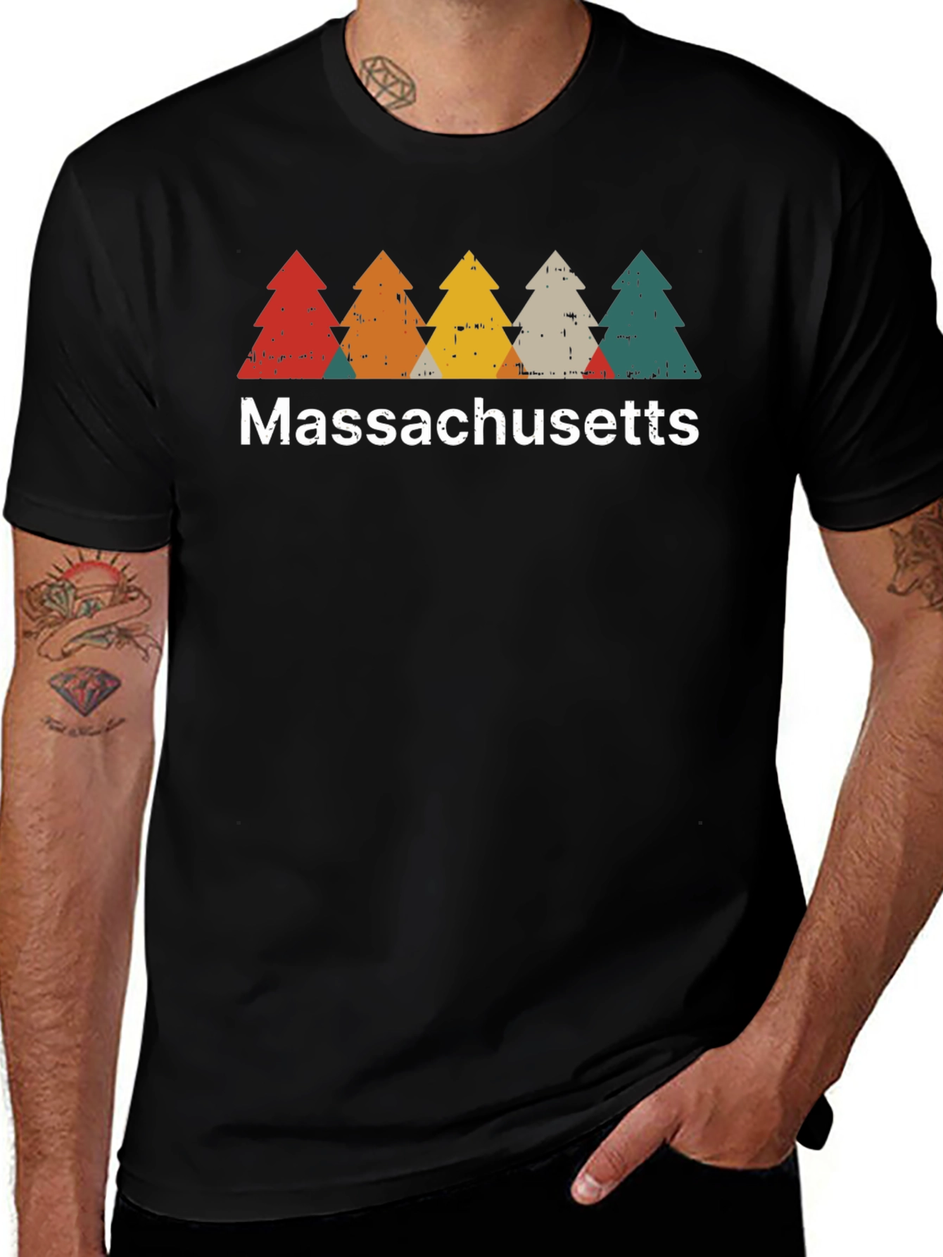 Massachusetts Retro Trees T-Shirt