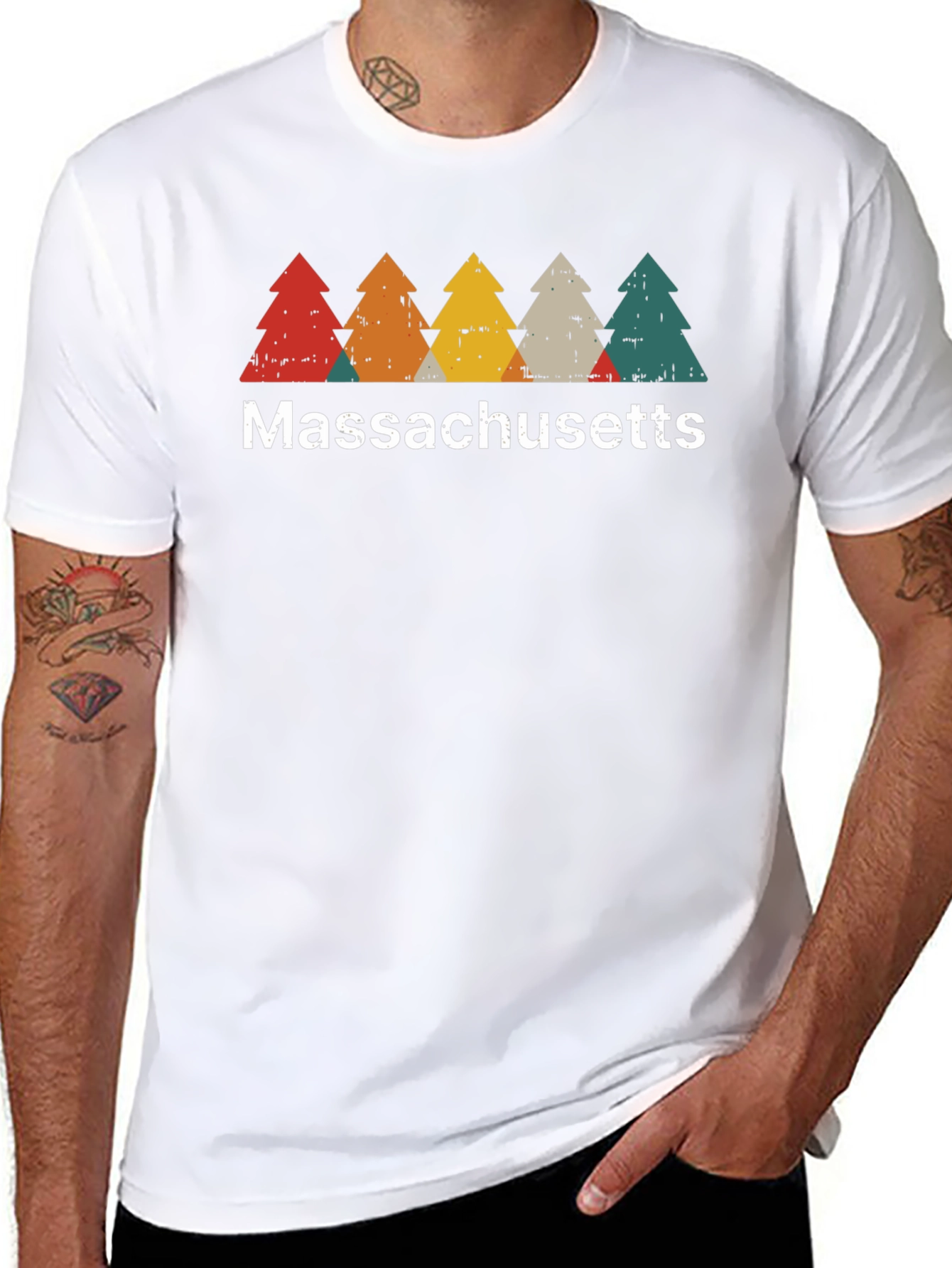 Massachusetts Retro Trees T-Shirt