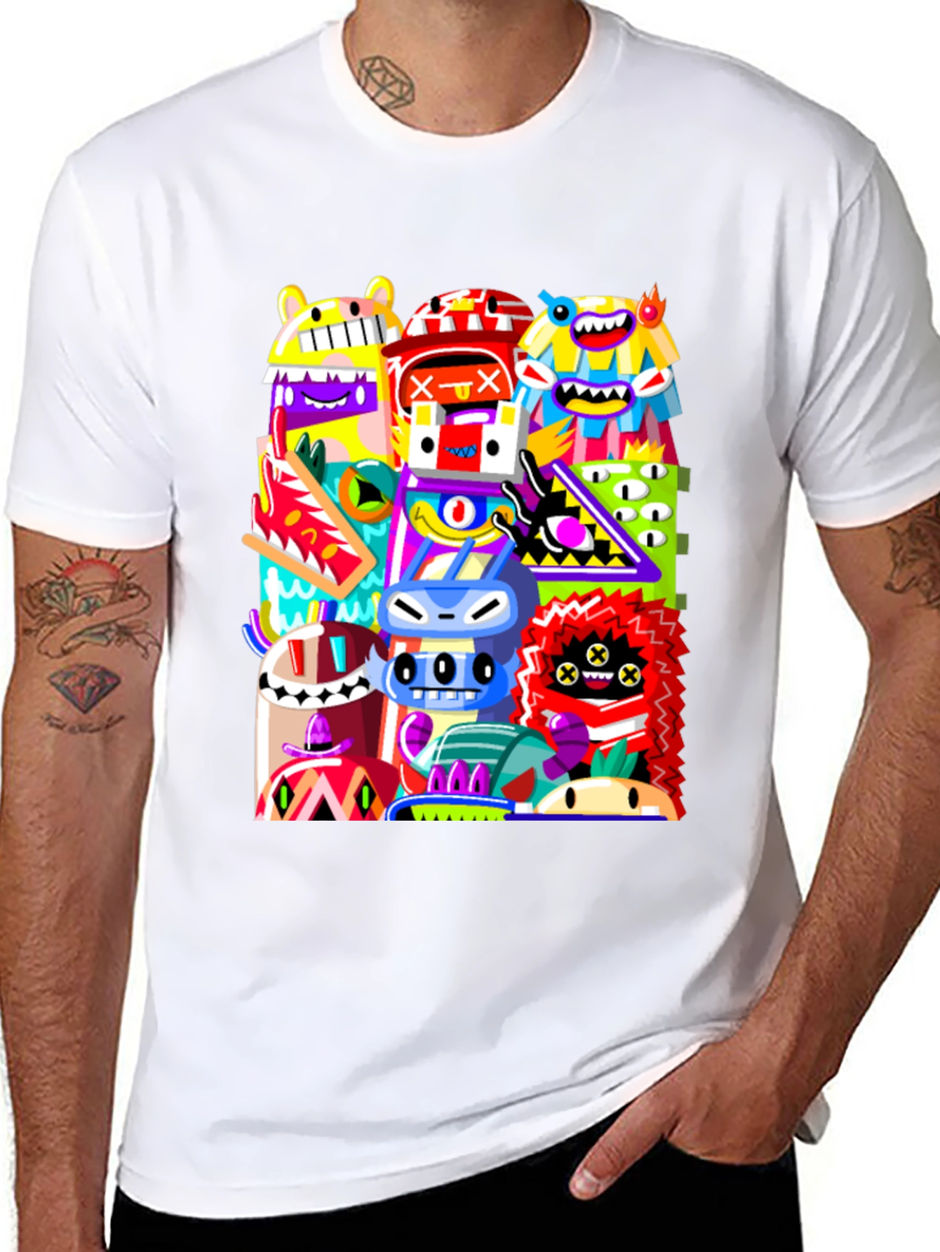 Funky Monster Graphic Tee - Black Cotton Comfort