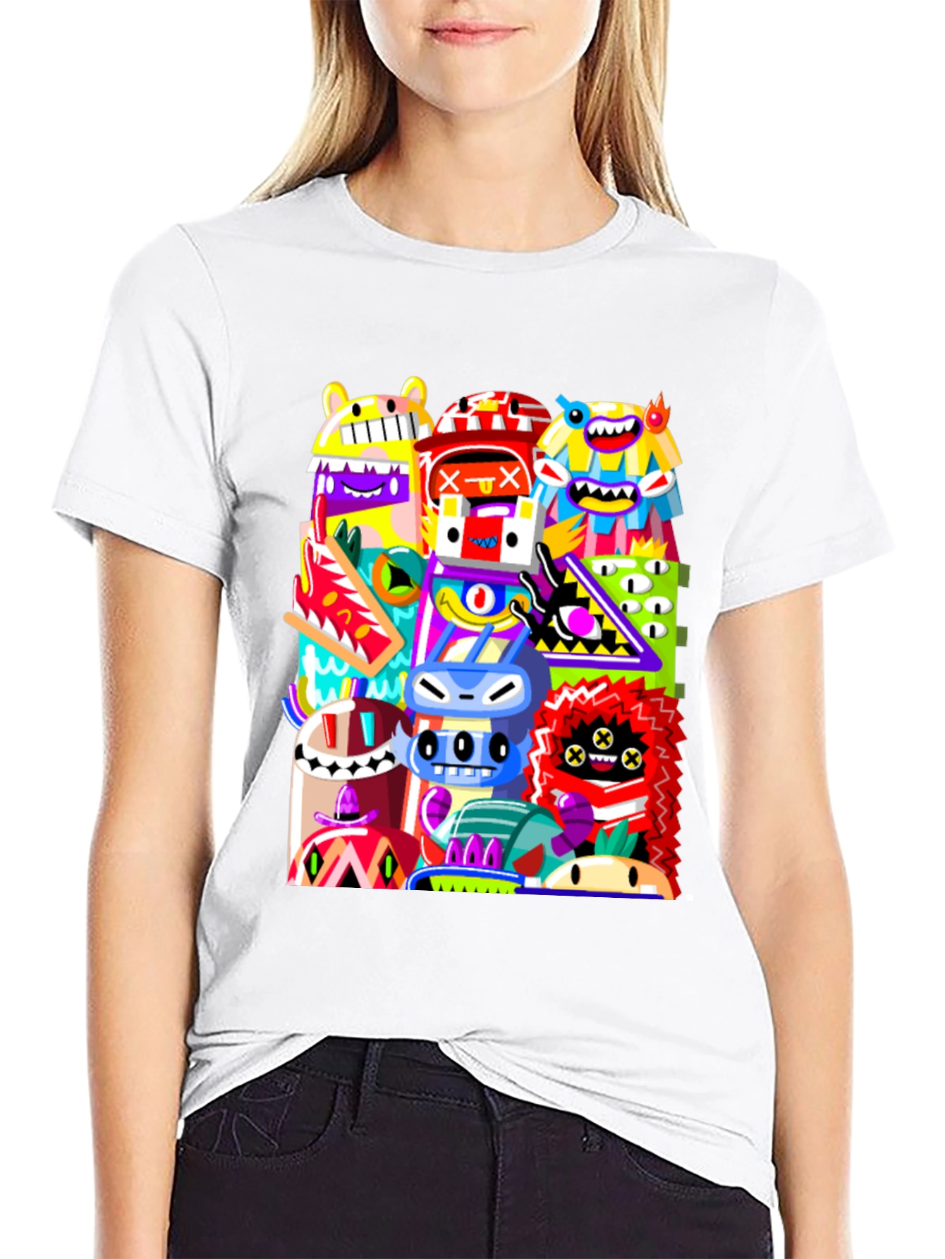 Funky Monster Graphic Tee - Black Cotton Comfort