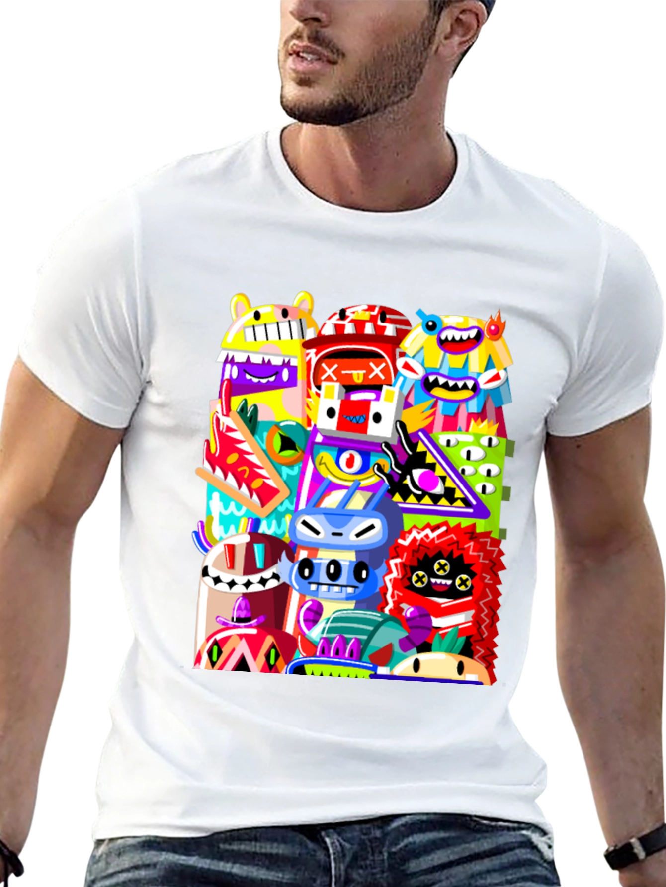 Funky Monster Graphic Tee - Black Cotton Comfort