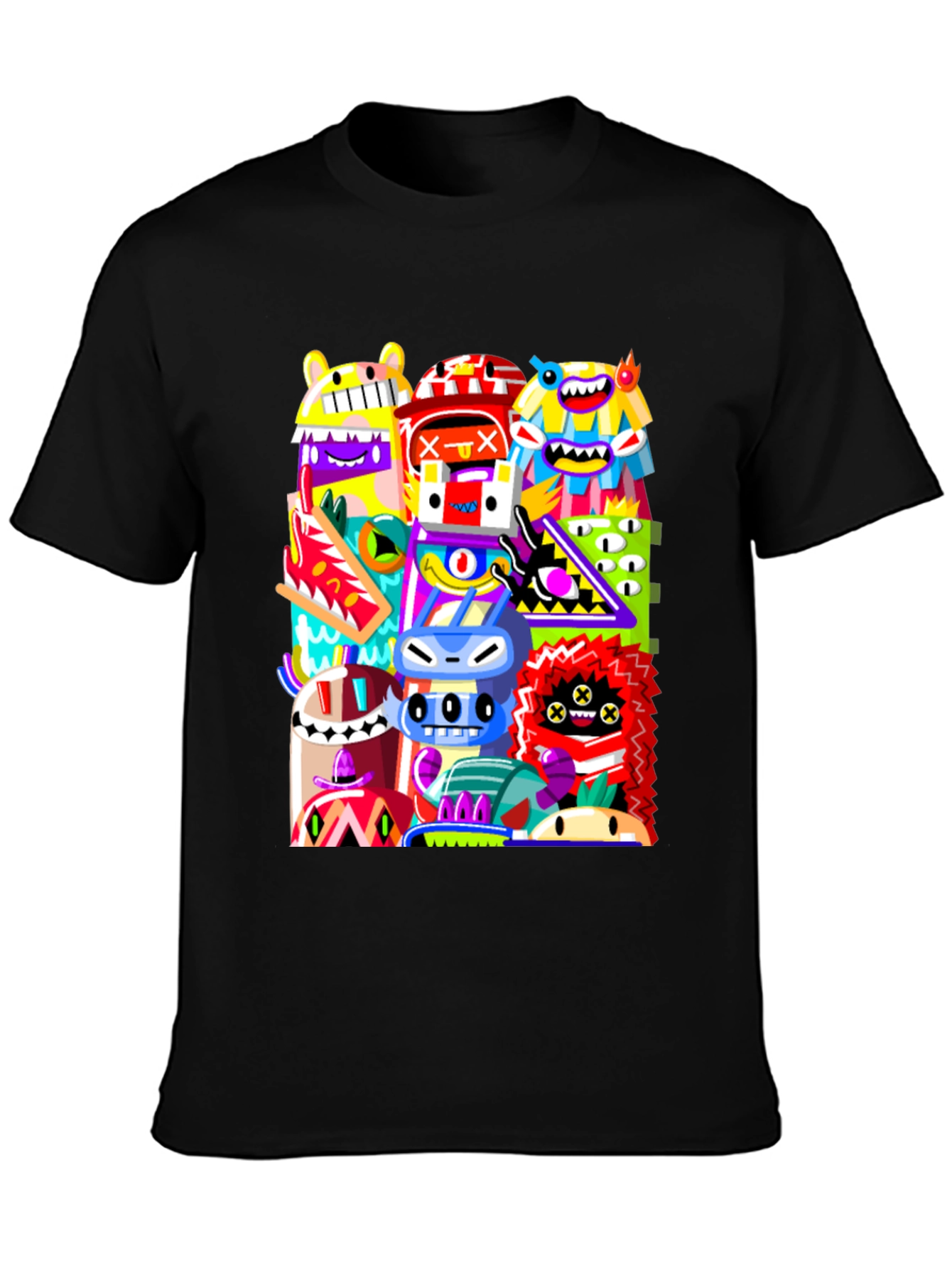 Funky Monster Graphic Tee - Black Cotton Comfort