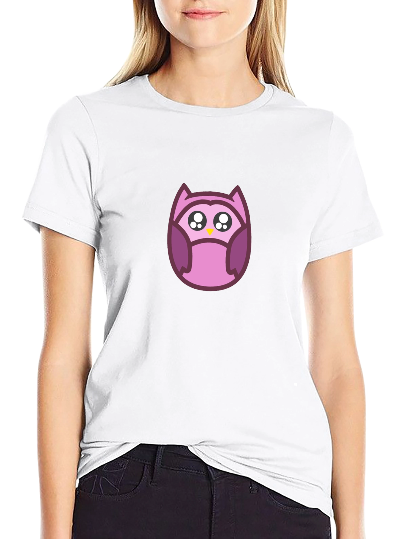 Cute Owl Graphic Black T-Shirt