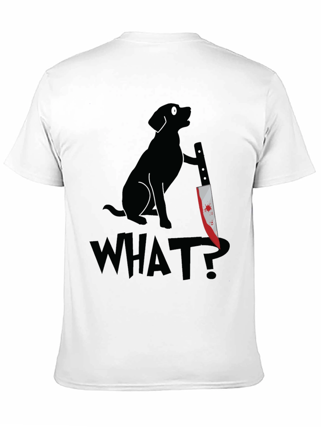 Dog with Knife Graphic Tee - What? T-Shirt