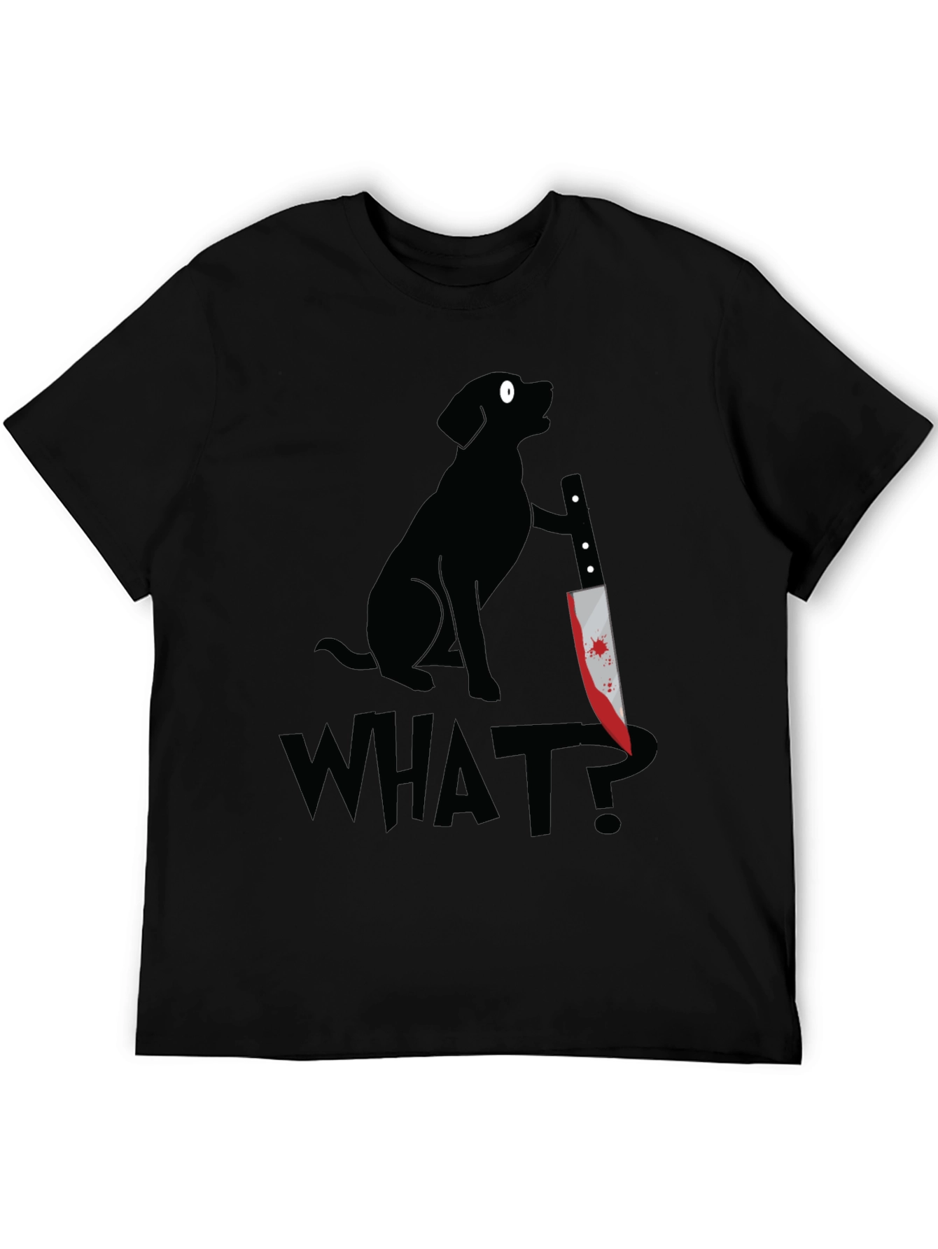 Dog with Knife Graphic Tee - What? T-Shirt