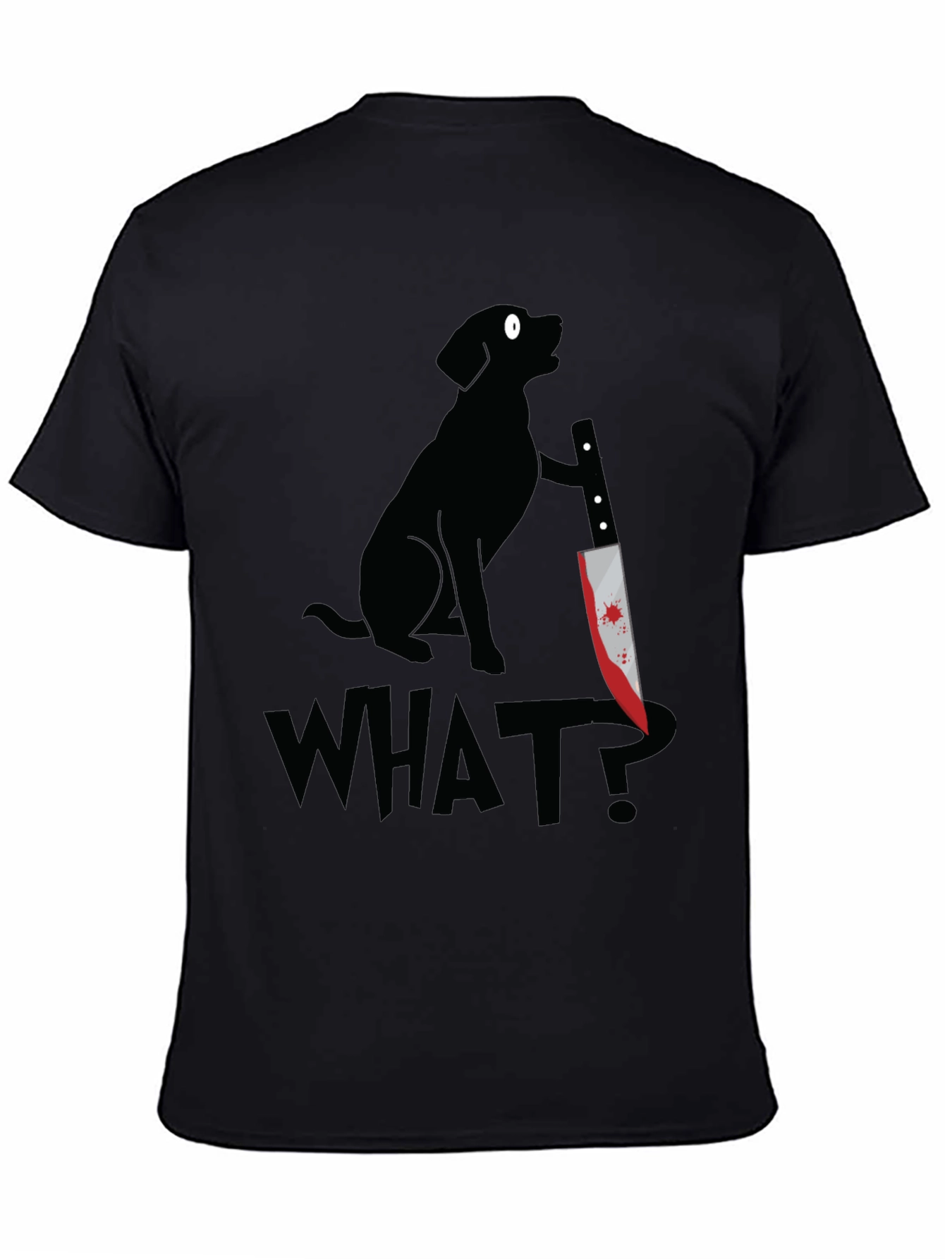 Dog with Knife Graphic Tee - What? T-Shirt