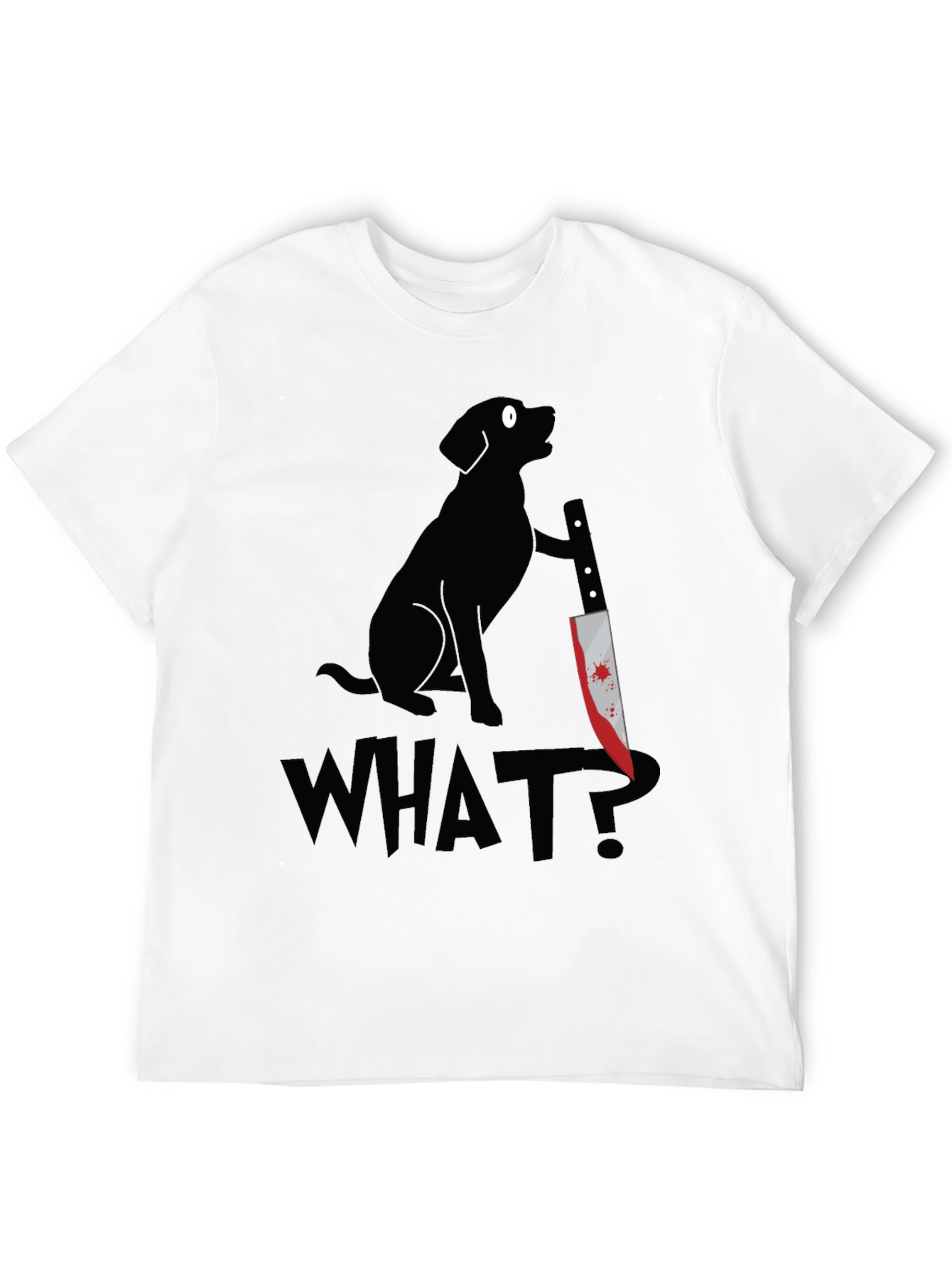 Dog with Knife Graphic Tee - What? T-Shirt