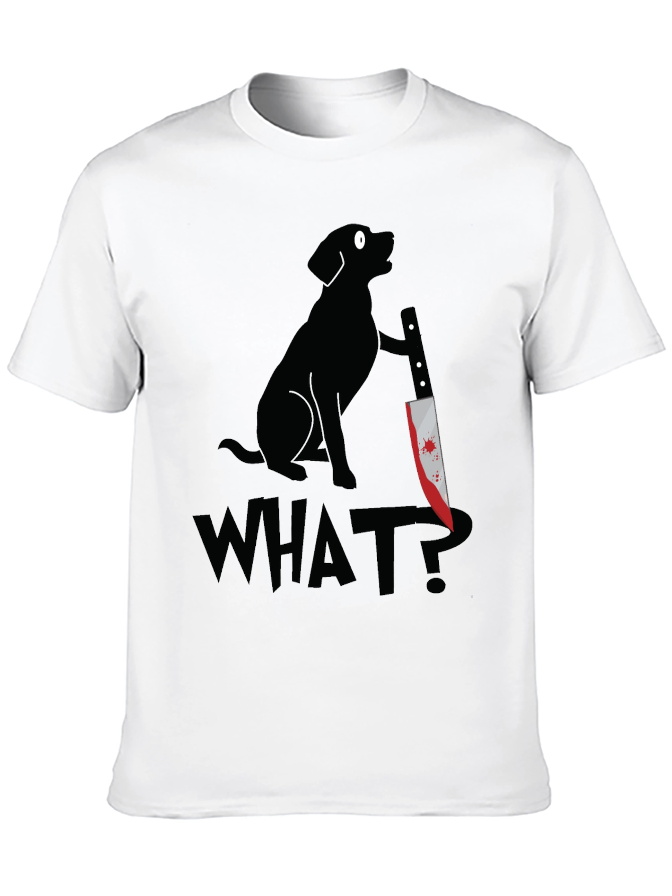 Dog with Knife Graphic Tee - What? T-Shirt