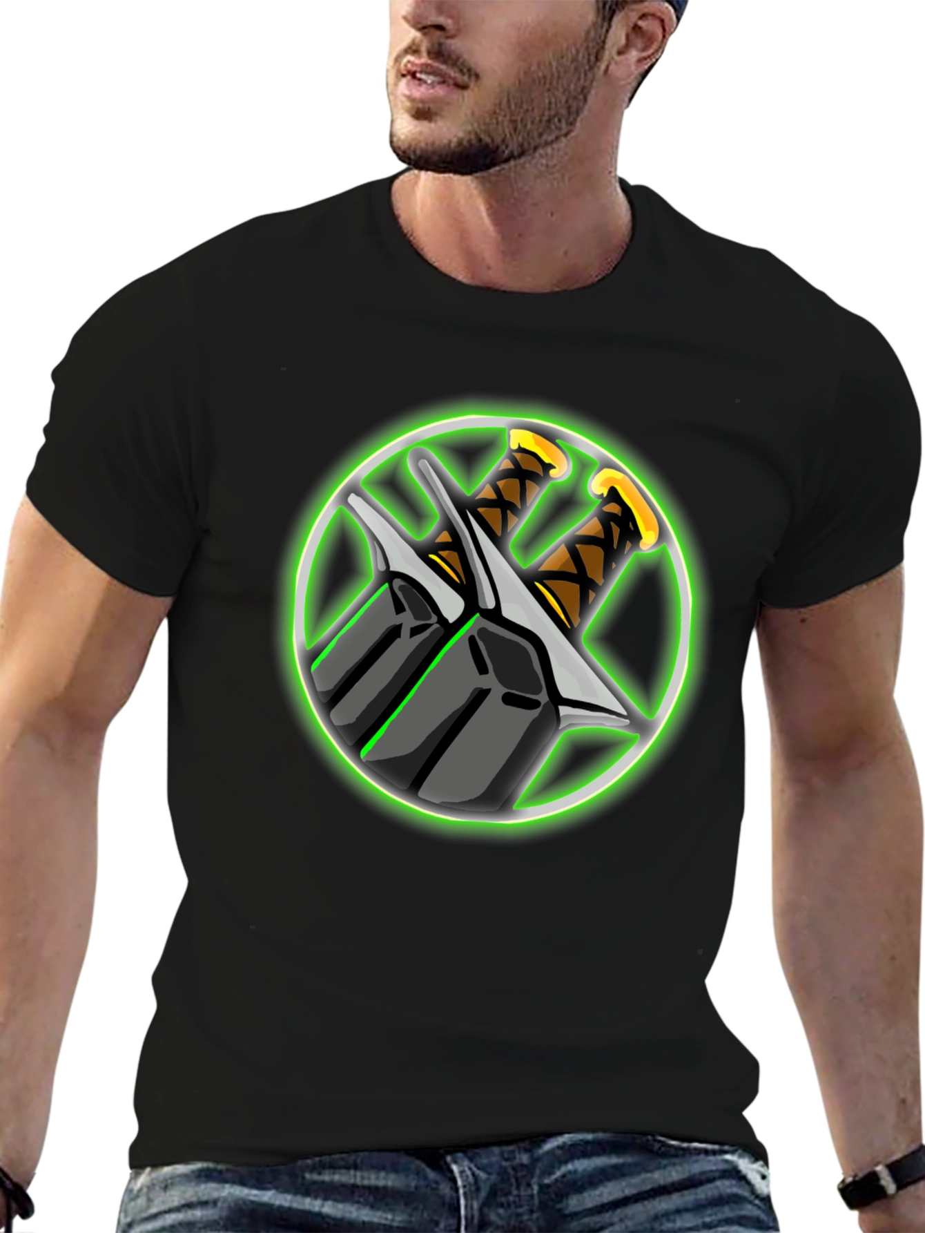 Swords Graphic Black T-Shirt - Edgy Design