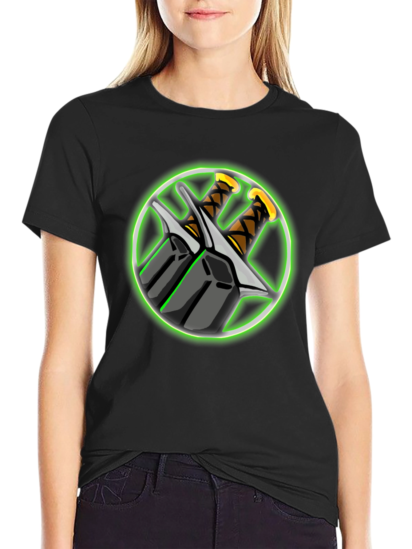 Swords Graphic Black T-Shirt - Edgy Design