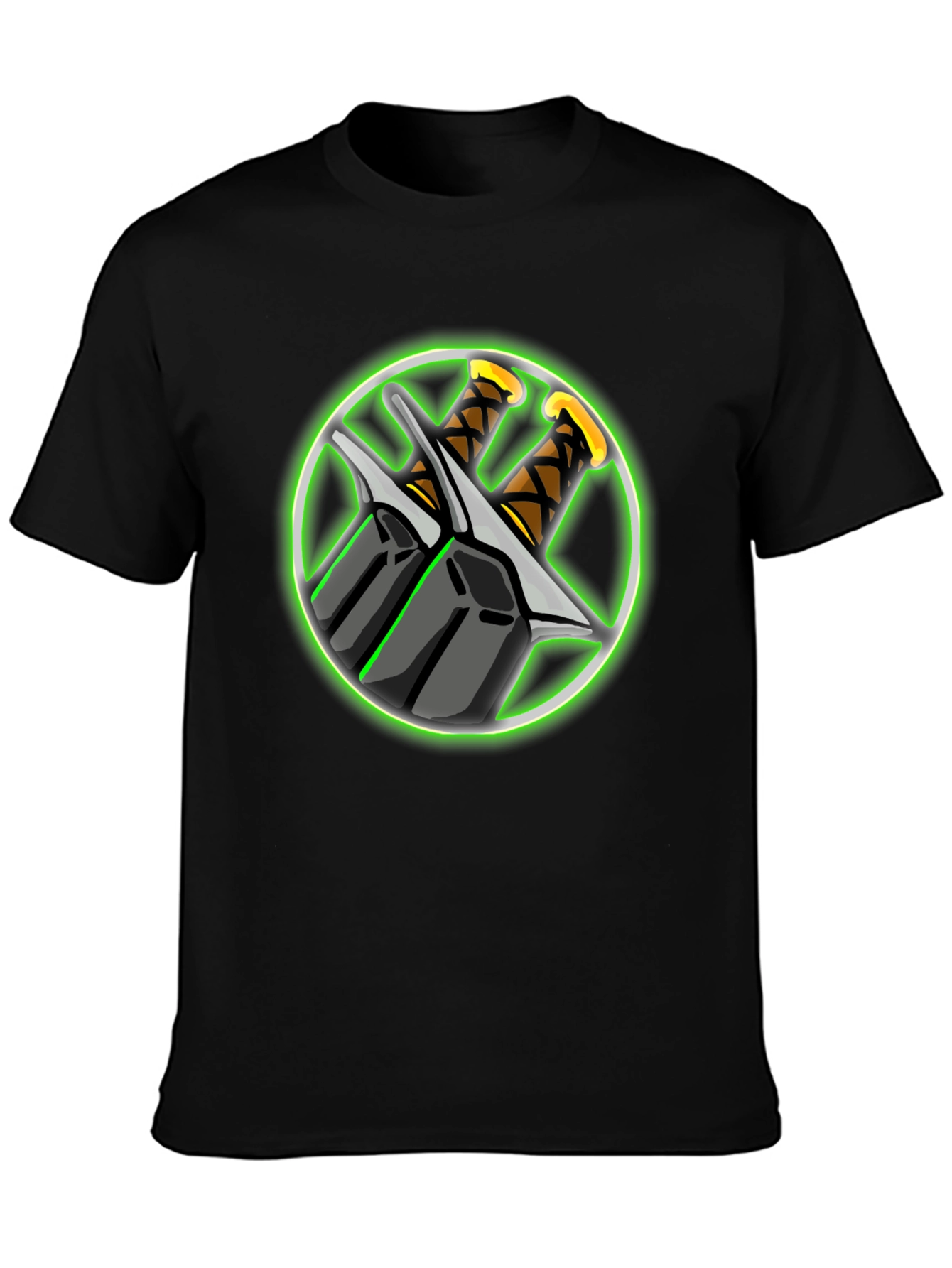 Swords Graphic Black T-Shirt - Edgy Design