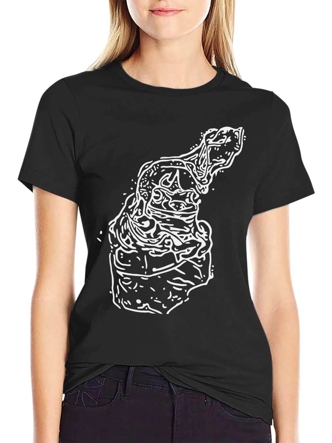 Abstract Art Graphic Tee - Black Cotton Shirt