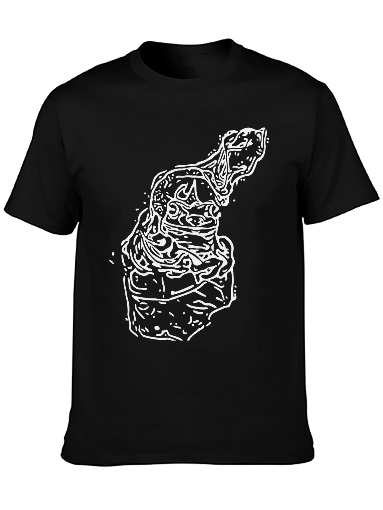 Abstract Art Graphic Tee - Black Cotton Shirt