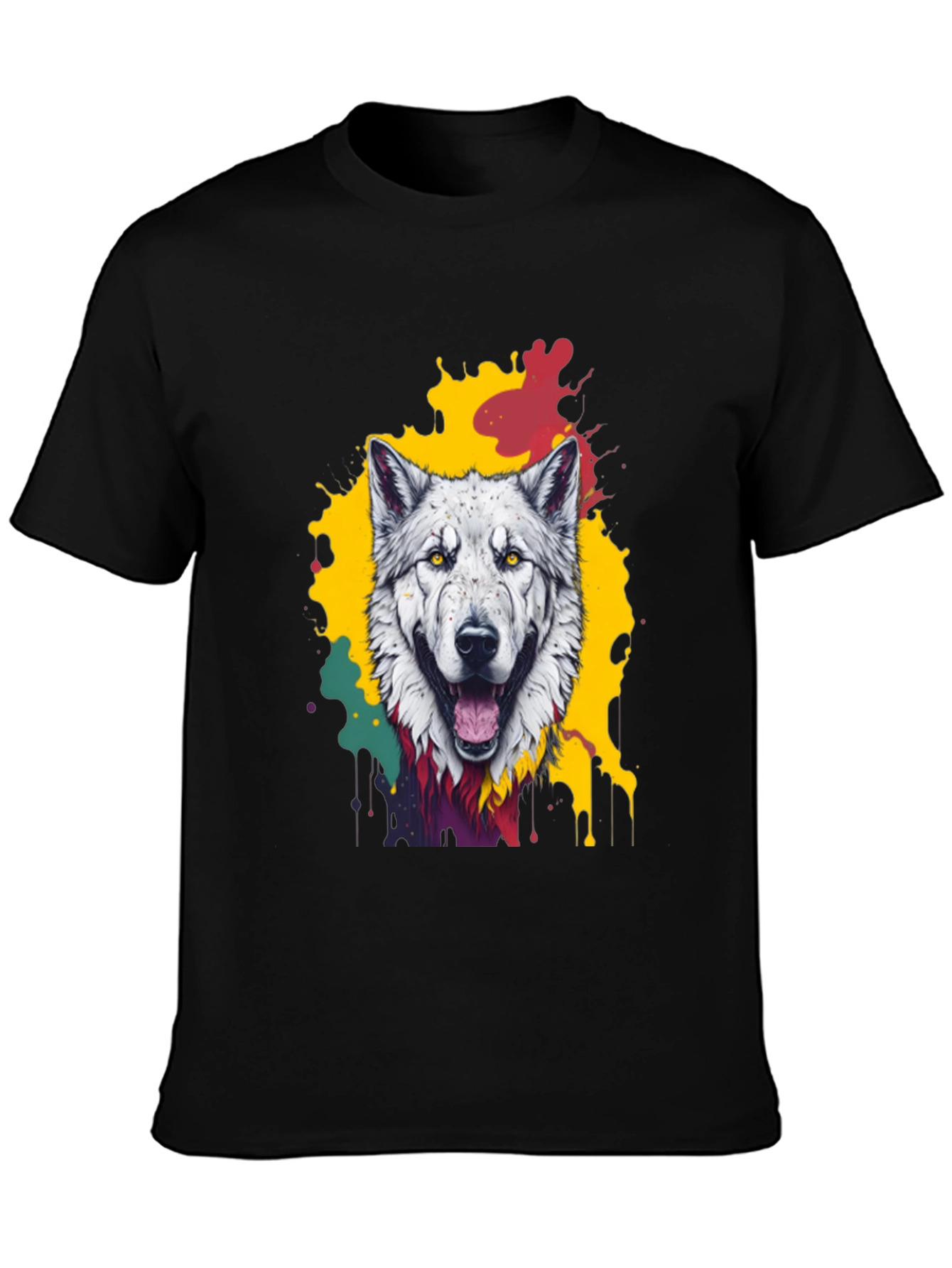 Wolf Graphic Tee - Mens Black Crew Neck T-Shirt