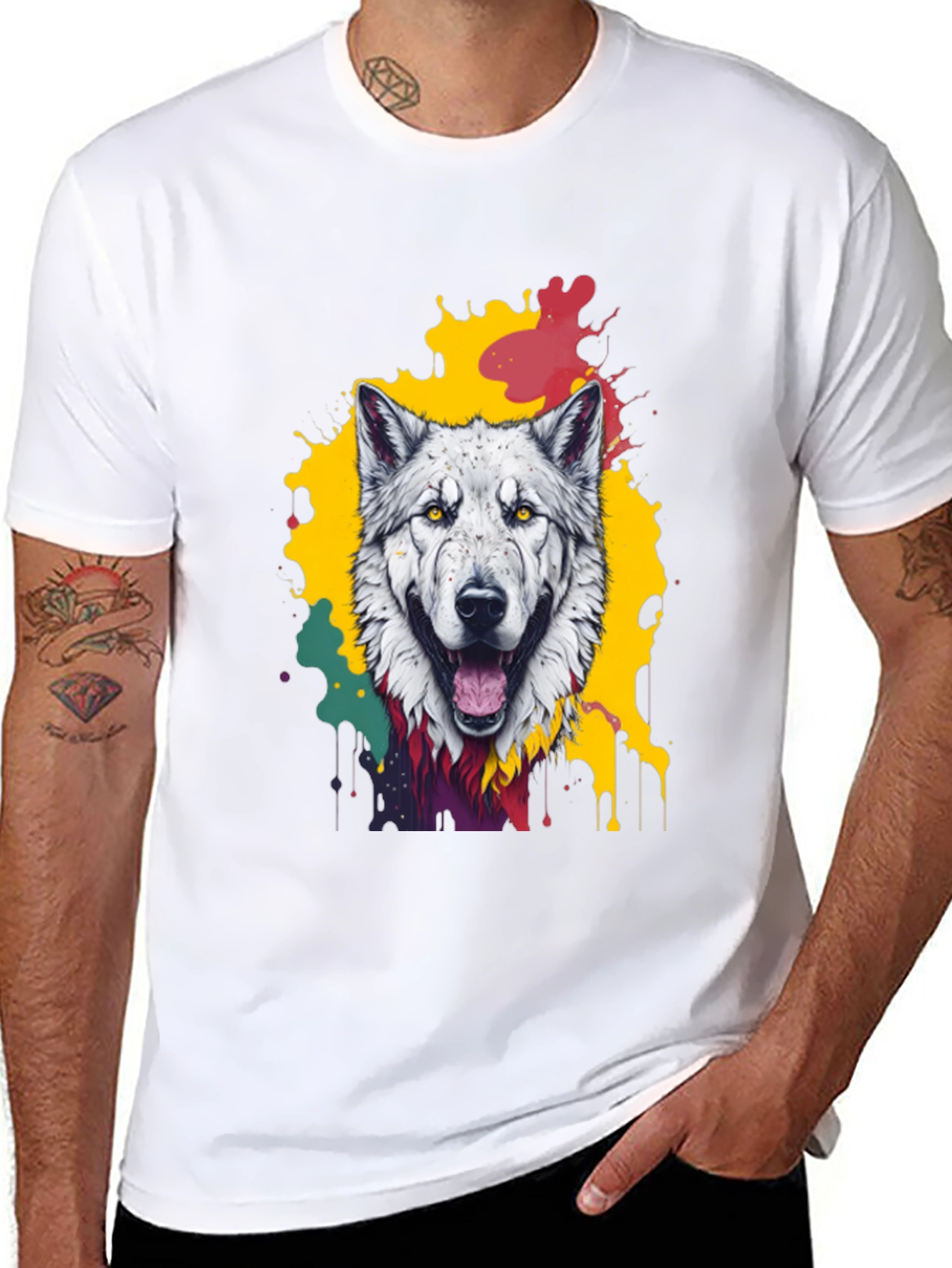 Wolf Graphic Tee - Mens Black Crew Neck T-Shirt