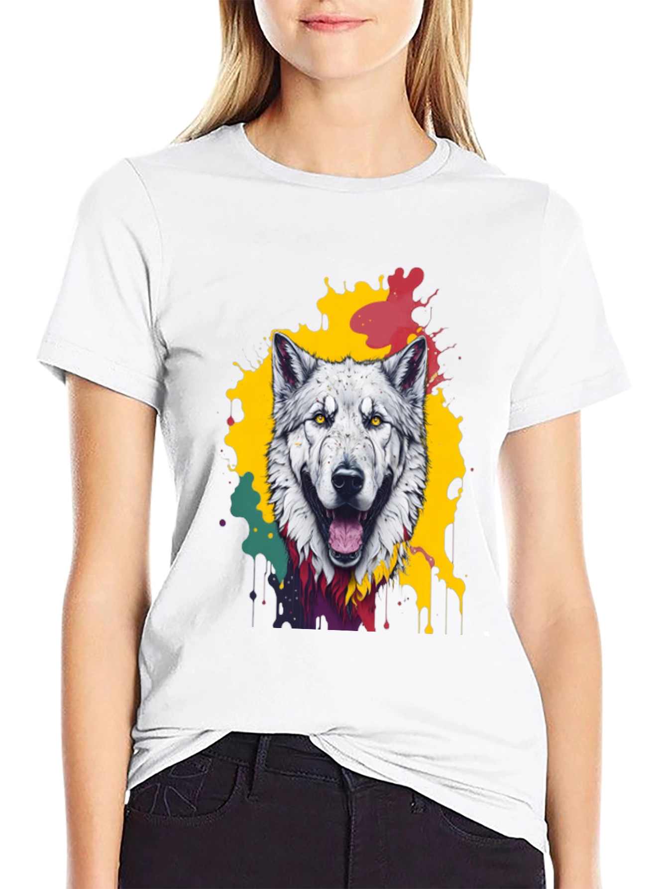 Wolf Graphic Tee - Mens Black Crew Neck T-Shirt