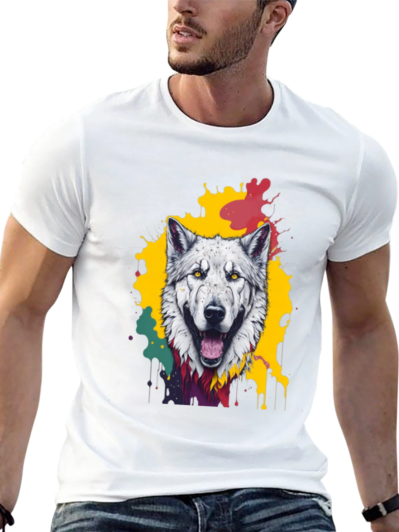 Wolf Graphic Tee - Mens Black Crew Neck T-Shirt