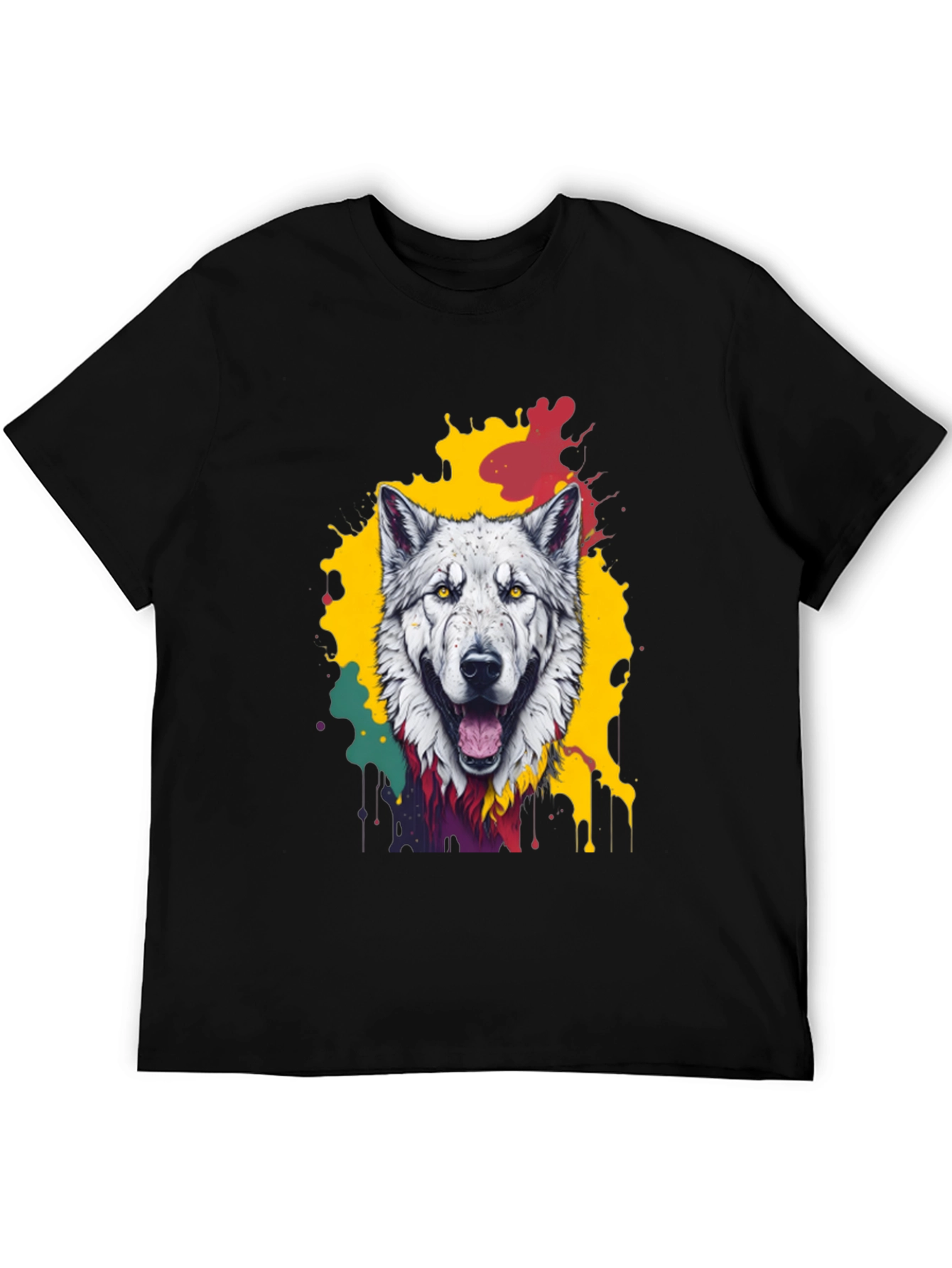 Wolf Graphic Tee - Mens Black Crew Neck T-Shirt
