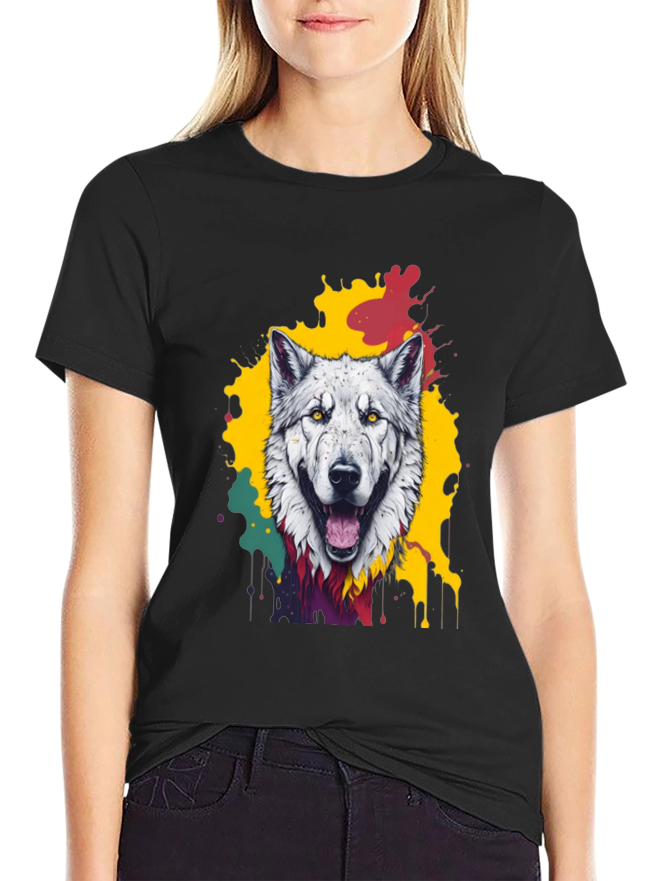 Wolf Graphic Tee - Mens Black Crew Neck T-Shirt