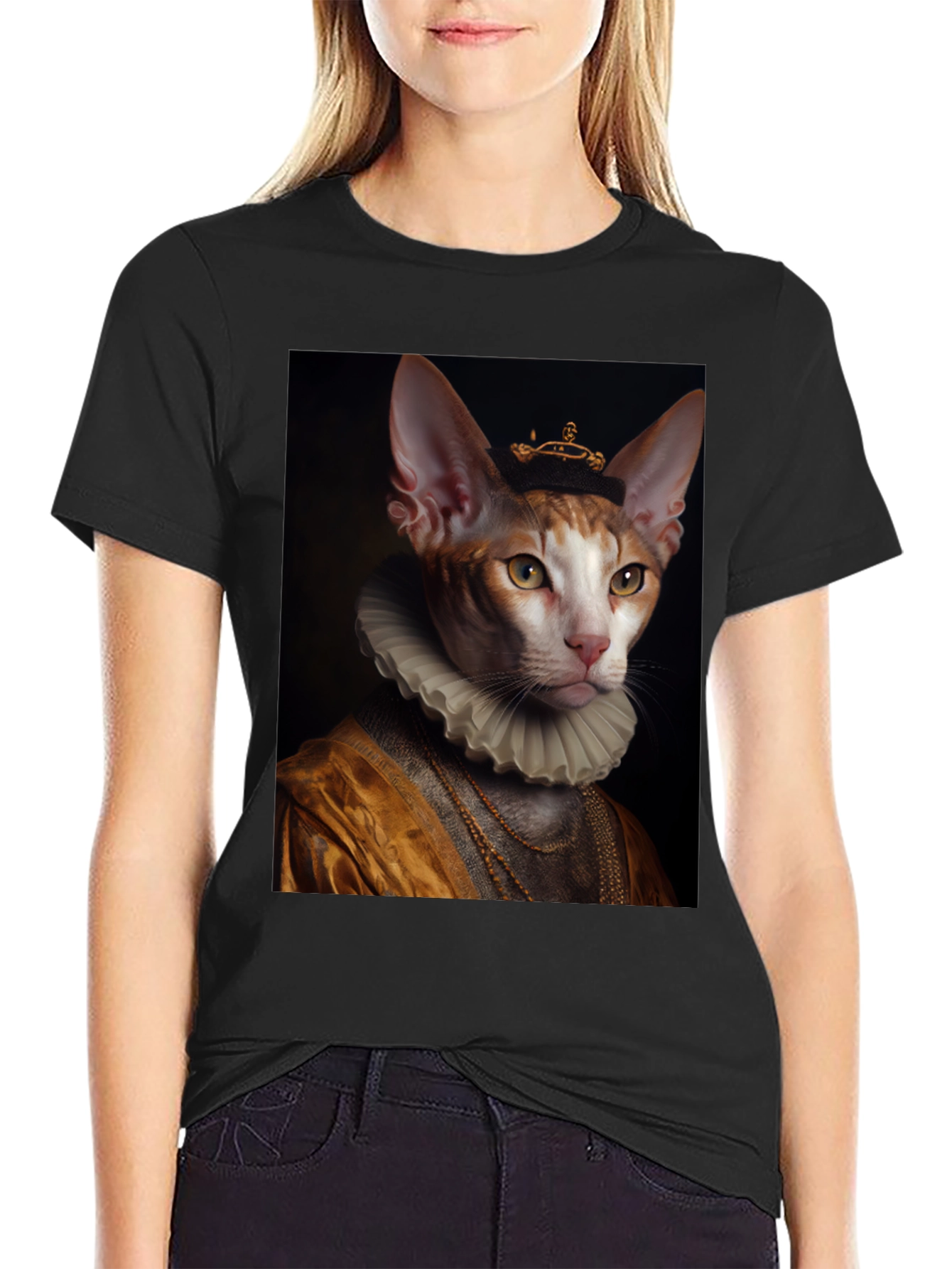 Cat King Portrait T-Shirt - Unique Graphic Tee