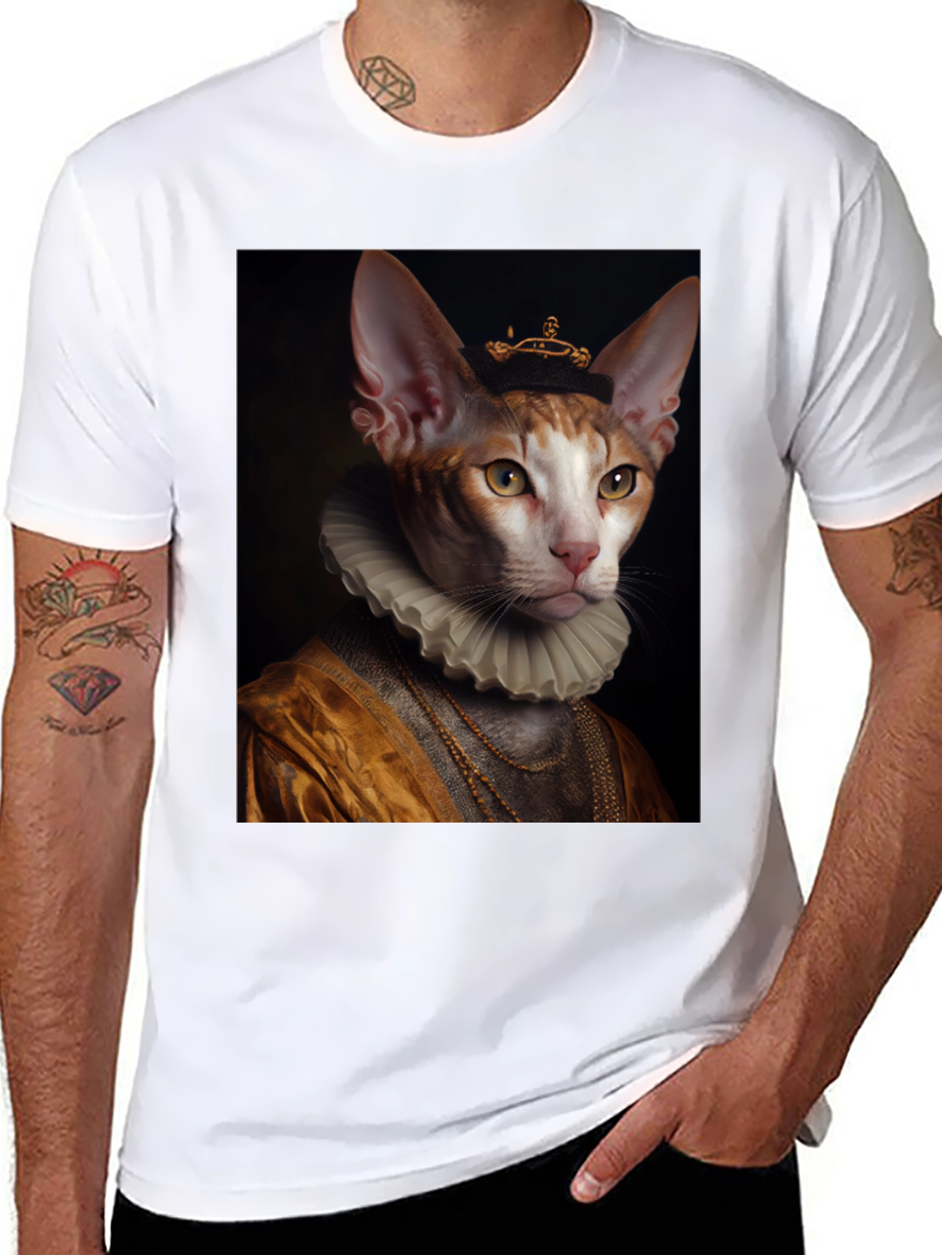 Cat King Portrait T-Shirt - Unique Graphic Tee