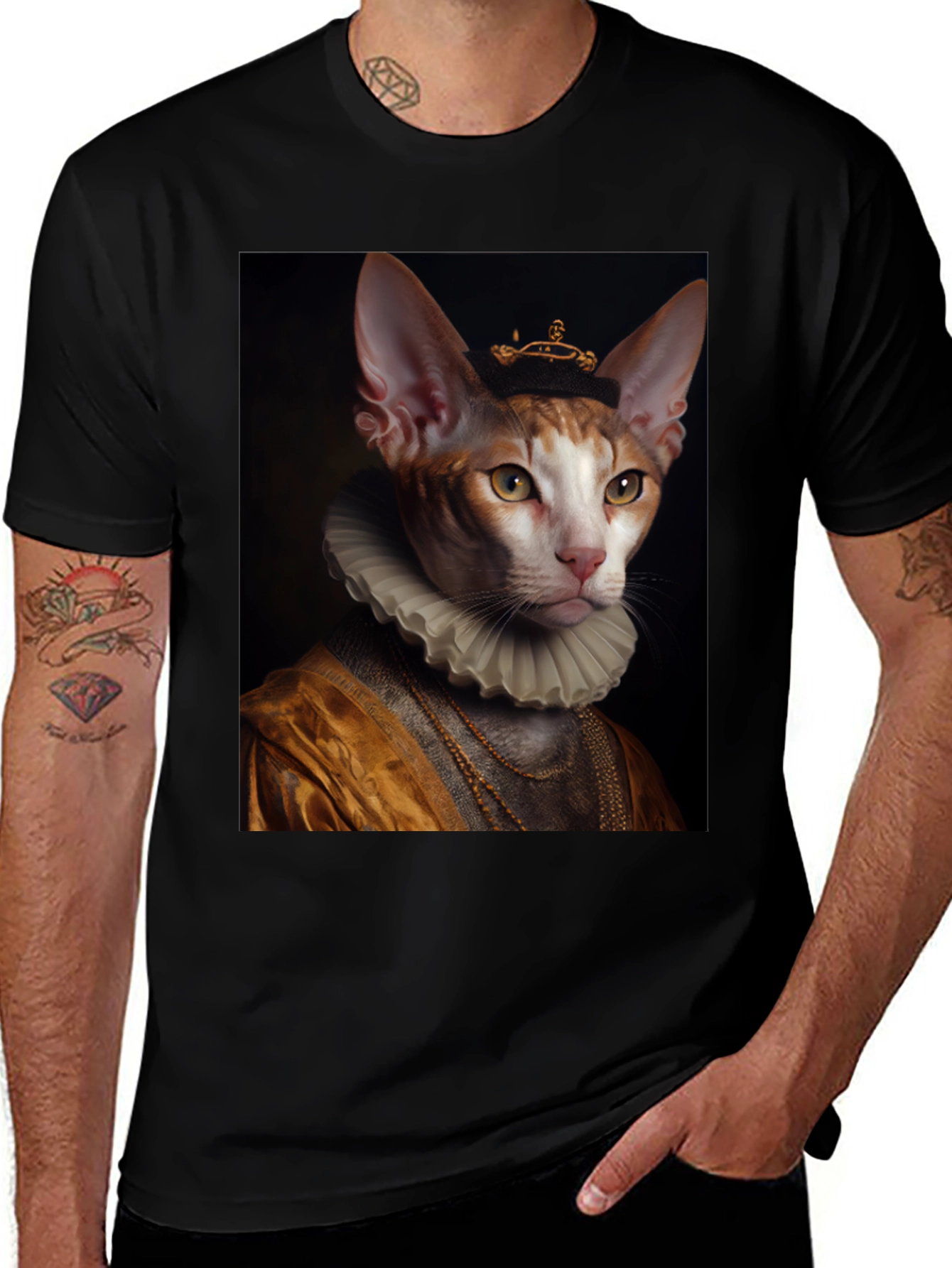 Cat King Portrait T-Shirt - Unique Graphic Tee