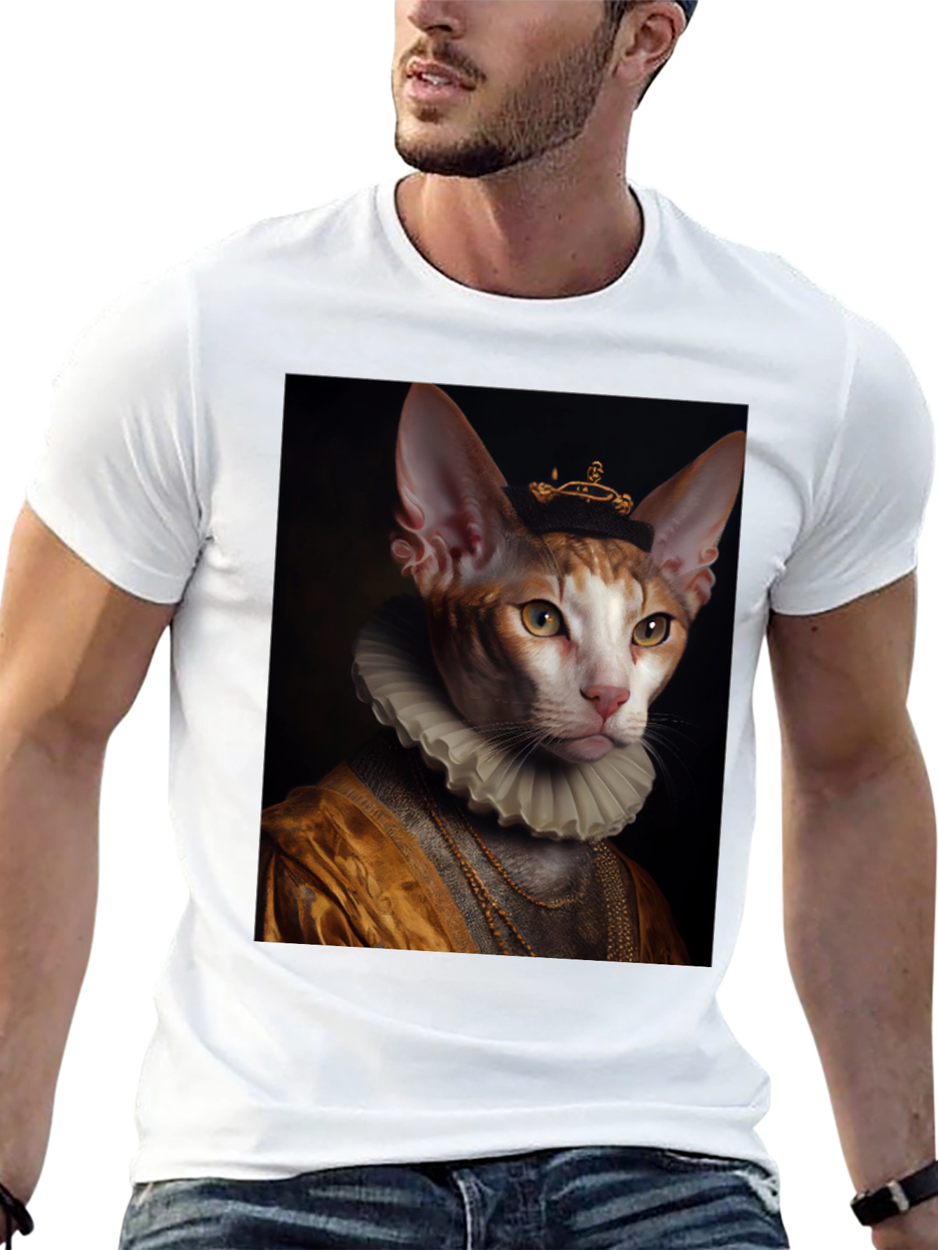Cat King Portrait T-Shirt - Unique Graphic Tee