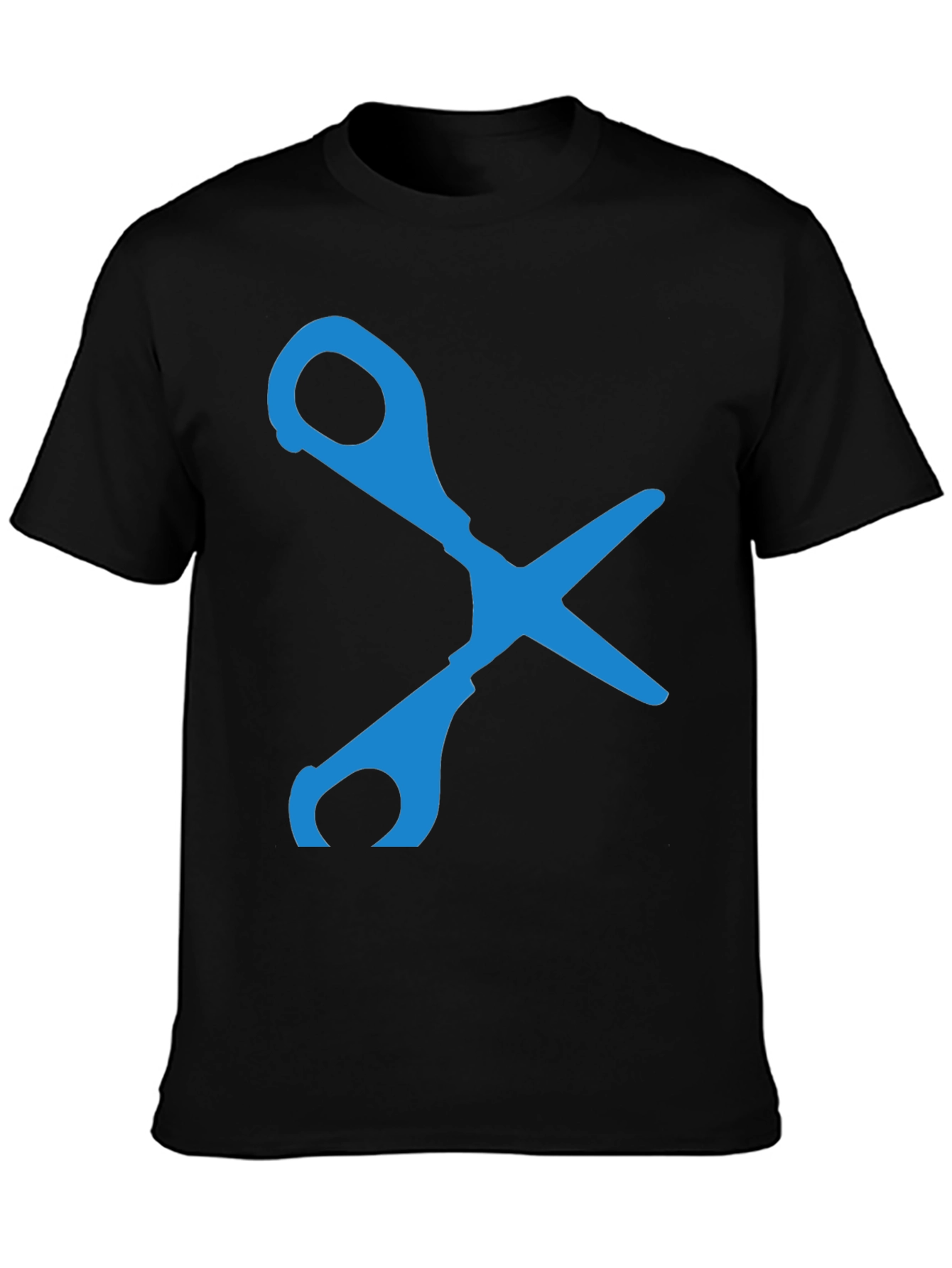 Scissors Graphic T-Shirt - Black Cotton Blend