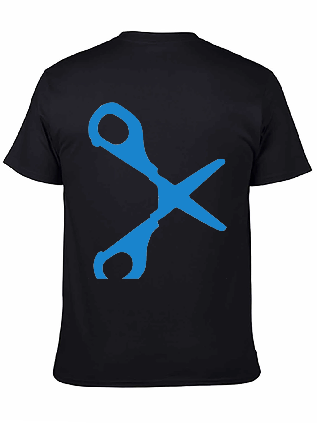 Scissors Graphic T-Shirt - Black Cotton Blend