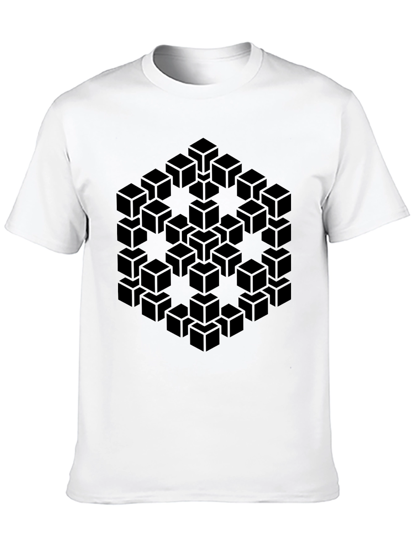 Optical Illusion Cube T-Shirt - Modern Geometric Design