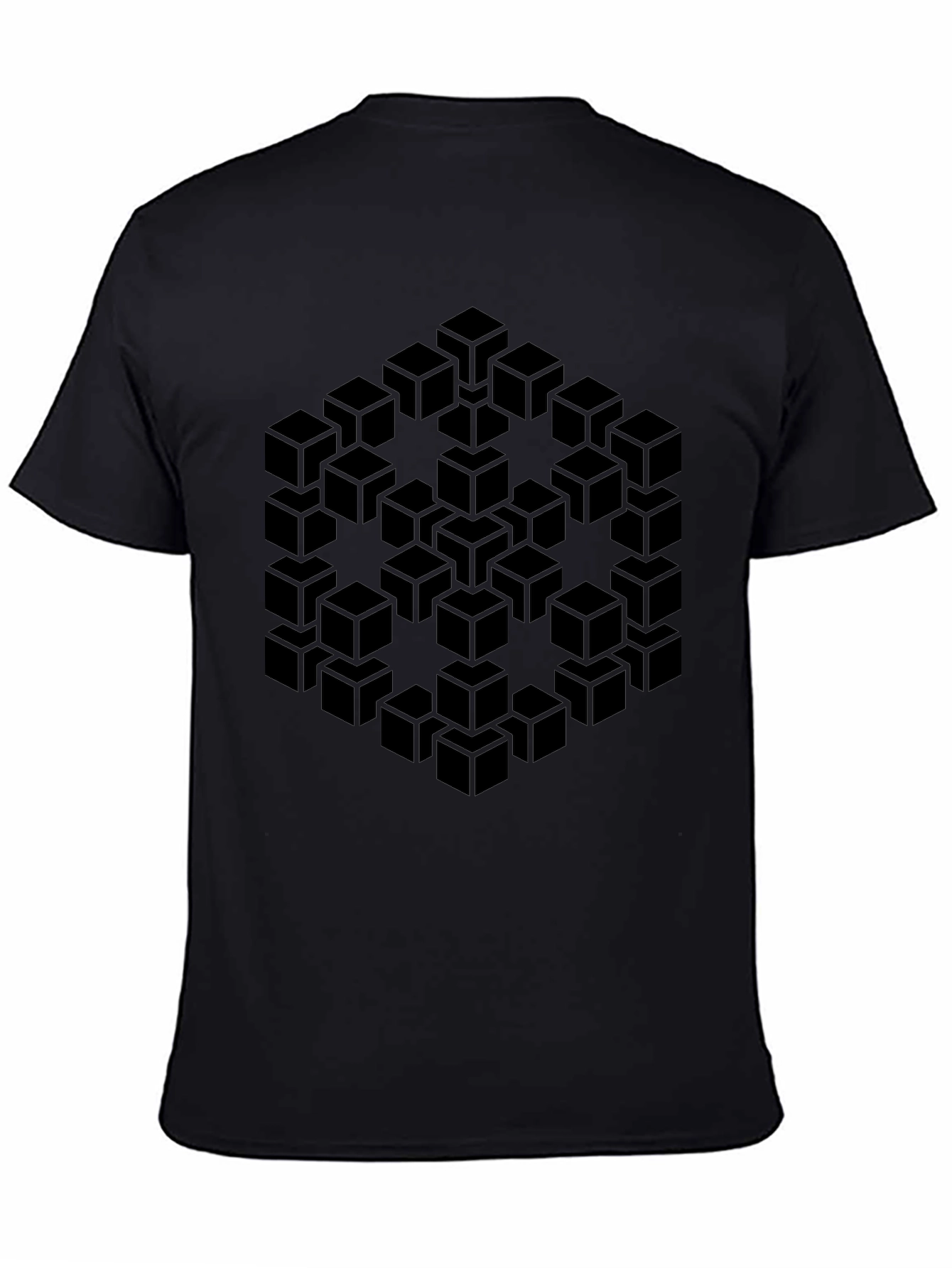 Optical Illusion Cube T-Shirt - Modern Geometric Design