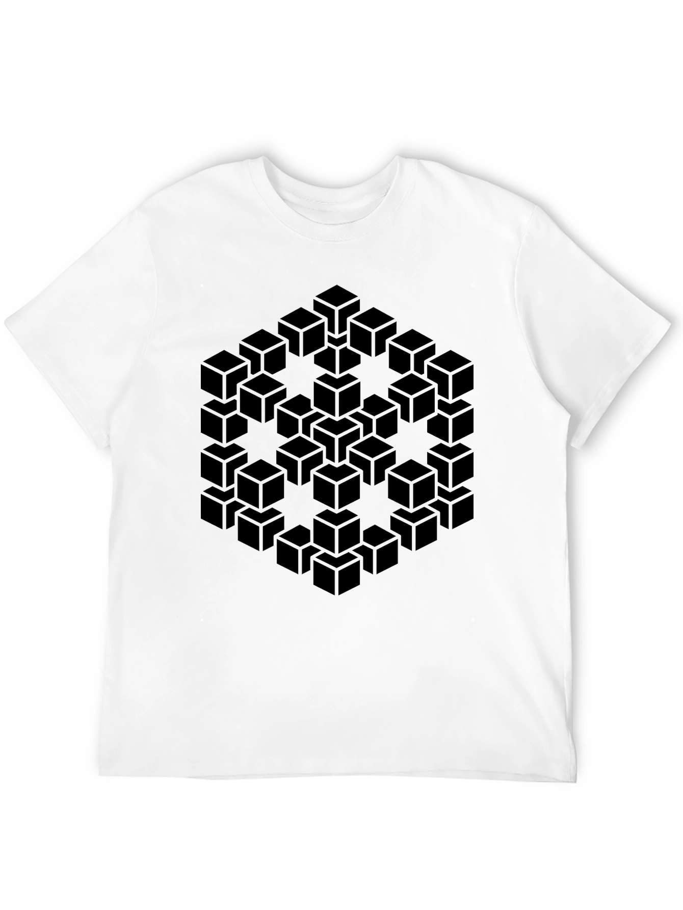 Optical Illusion Cube T-Shirt - Modern Geometric Design