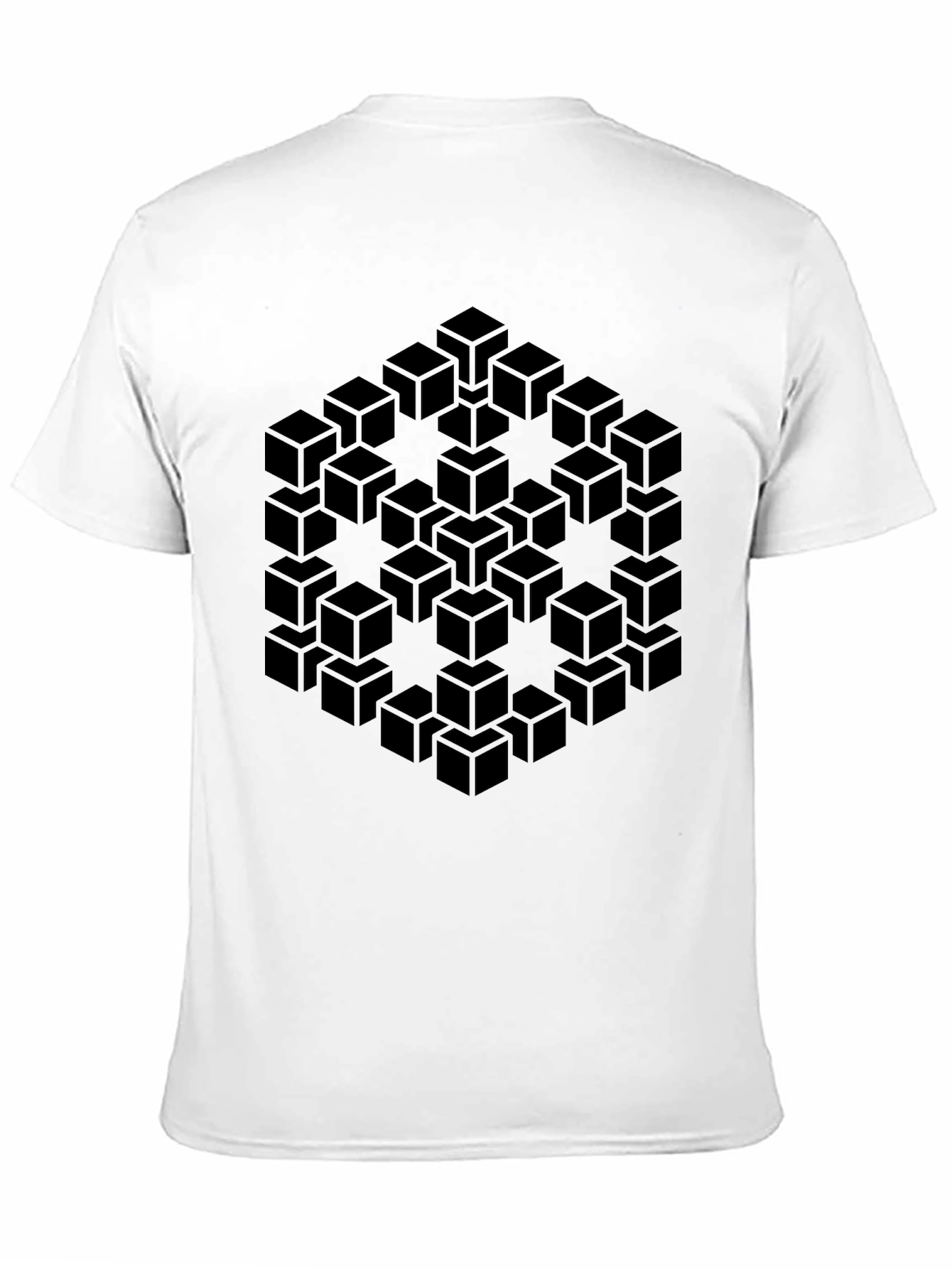 Optical Illusion Cube T-Shirt - Modern Geometric Design