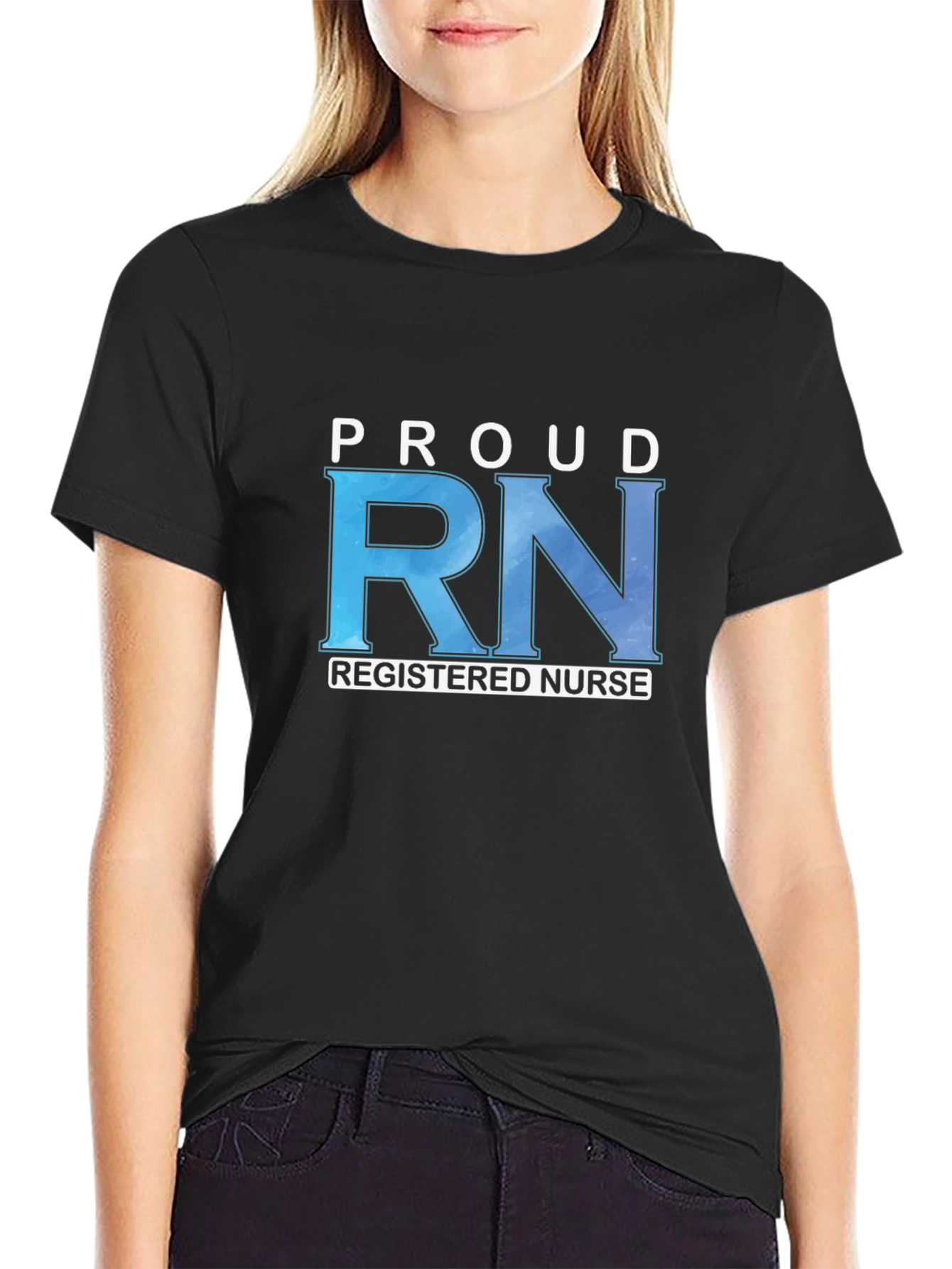 Proud RN Registered Nurse Black T-Shirt