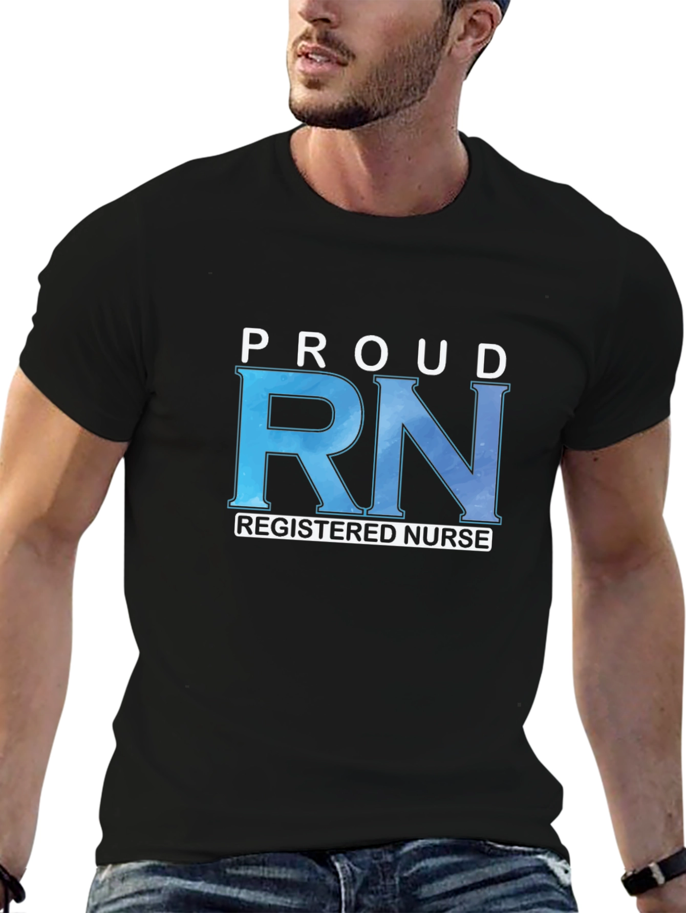 Proud RN Registered Nurse Black T-Shirt