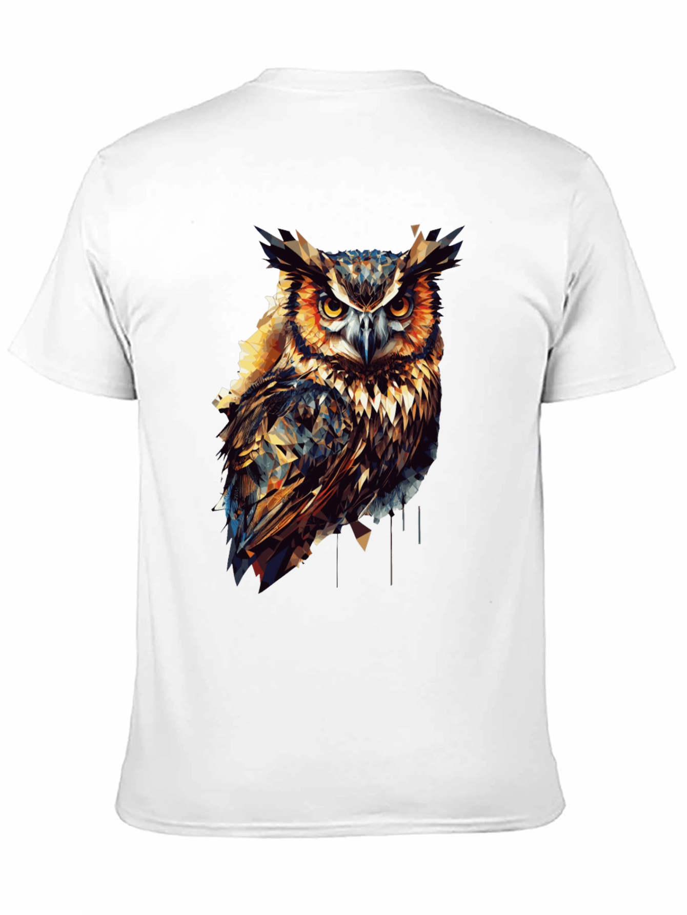 Geometric Owl Graphic Print Black T-Shirt