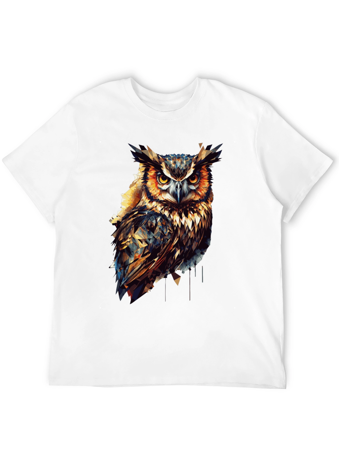 Geometric Owl Graphic Print Black T-Shirt