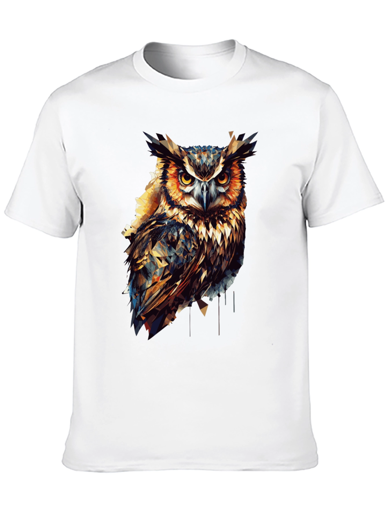 Geometric Owl Graphic Print Black T-Shirt