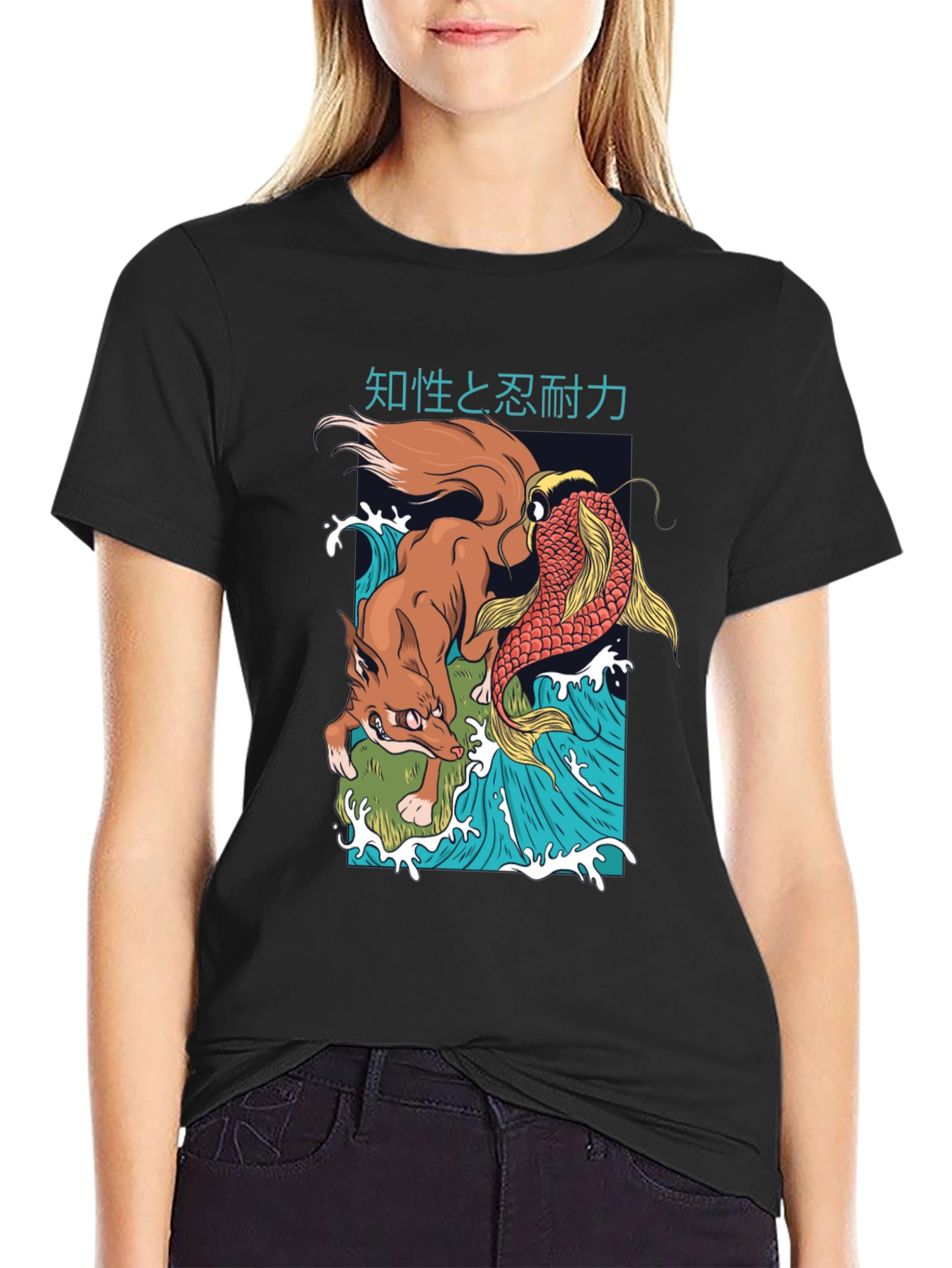 Fox and Koi Carp T-Shirt - Japanese Inspired Design